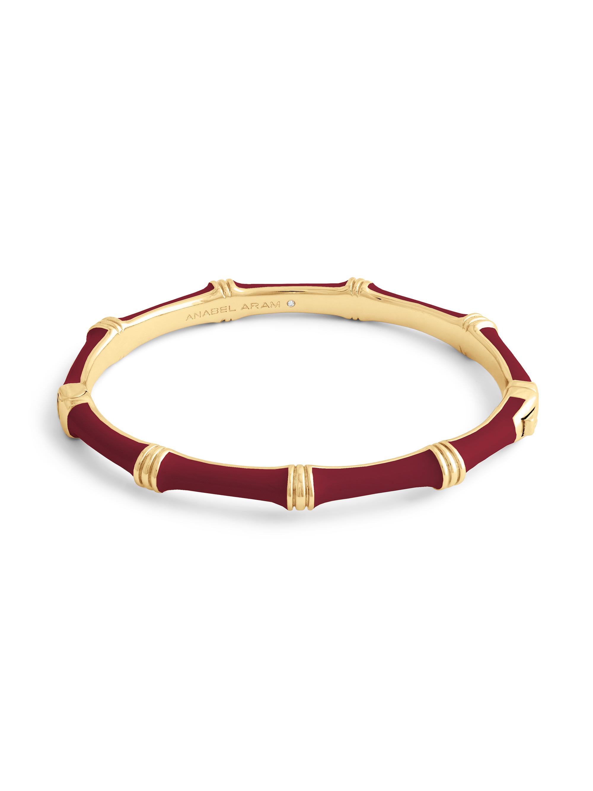 Anabel Aram Women's Bamboo 18K-Gold-Plated & Enamel Hinged Bangle - Burgundy