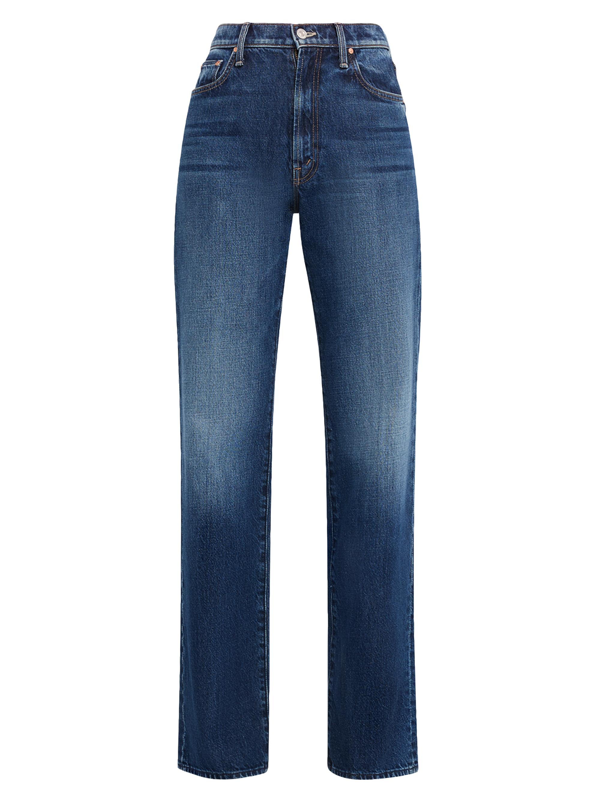 Mother Women's The Rambler Zip High-Rise Straight-Leg Jeans - Navy
