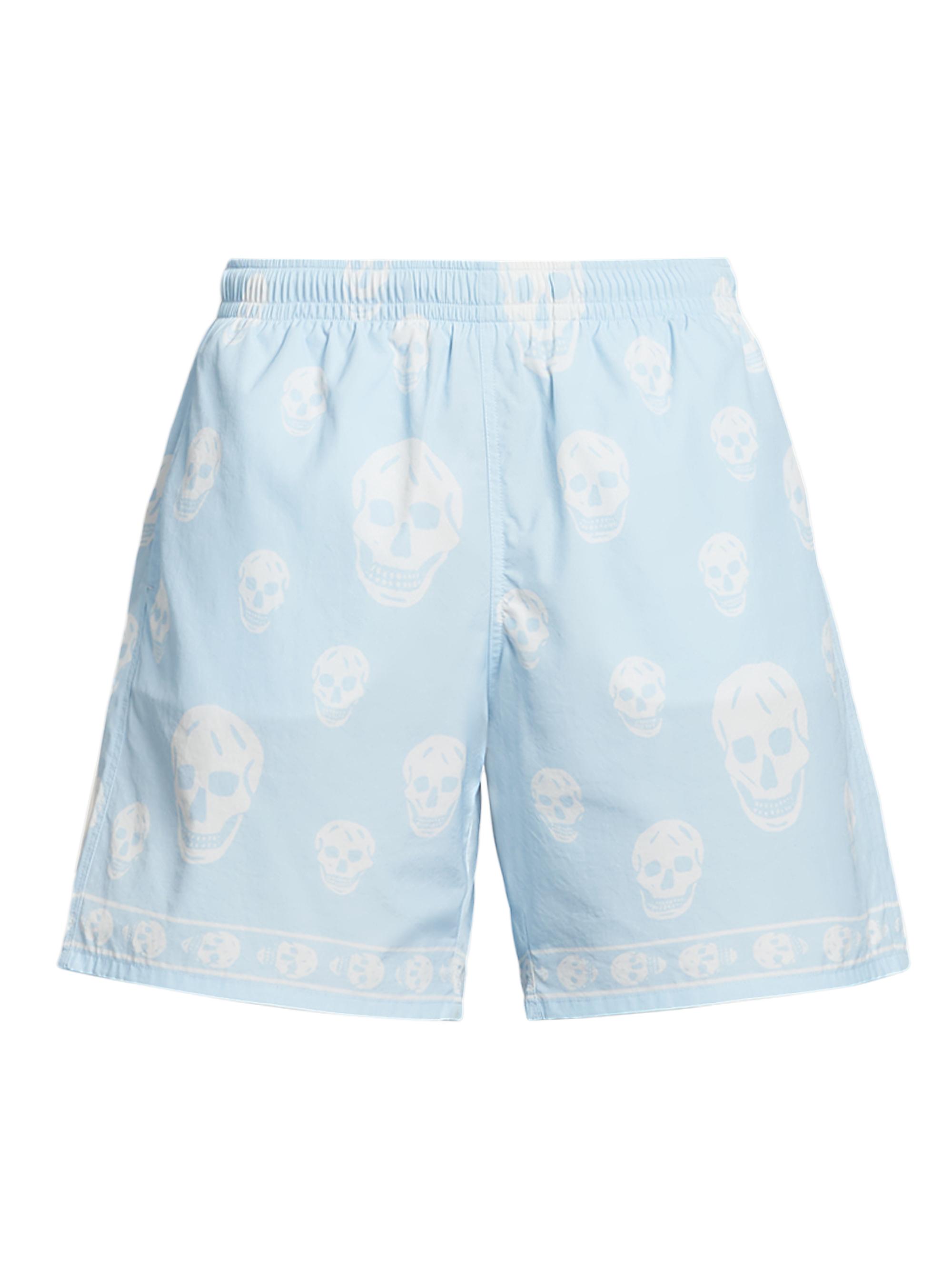 McQueen Men's Skull Swim Trunks - Ice Blue White