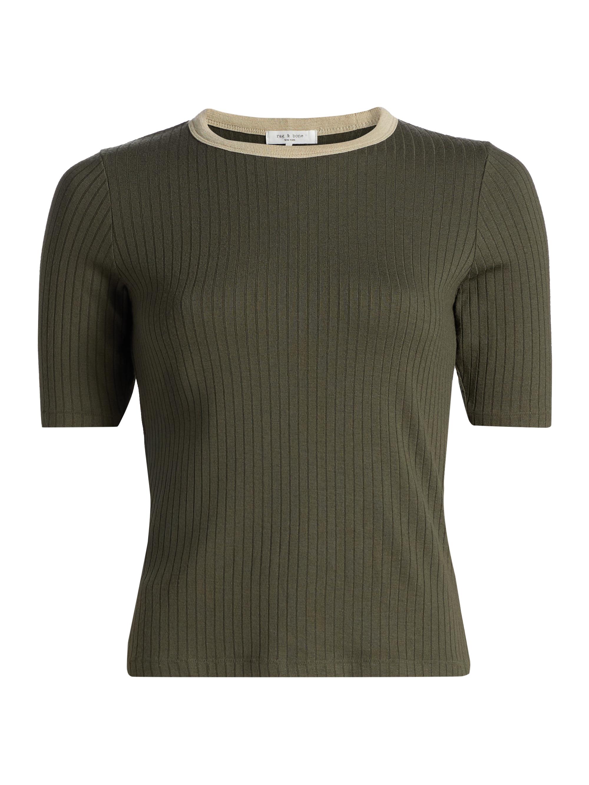 rag & bone Women's Ringer Knit Contrast T-Shirt - Dark Olive