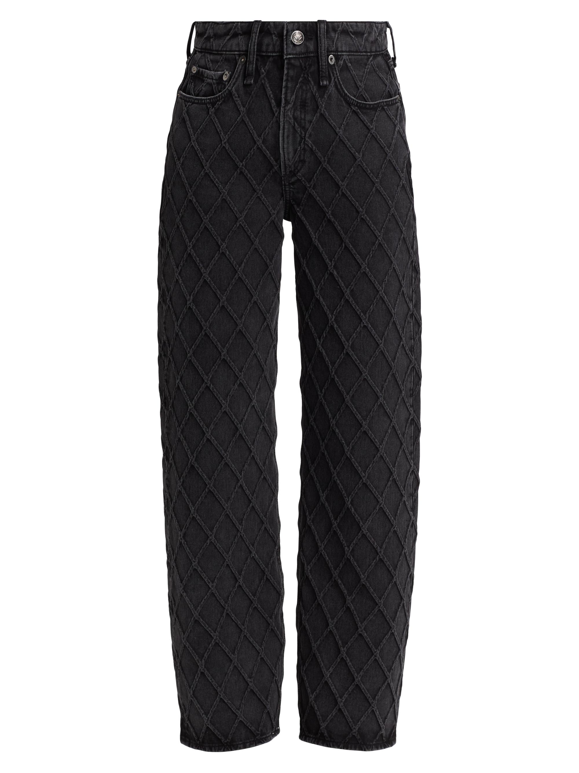 rag & bone Women's Logan Lattice Mid-Rise Wide Leg Jeans - Quilted Washed Black