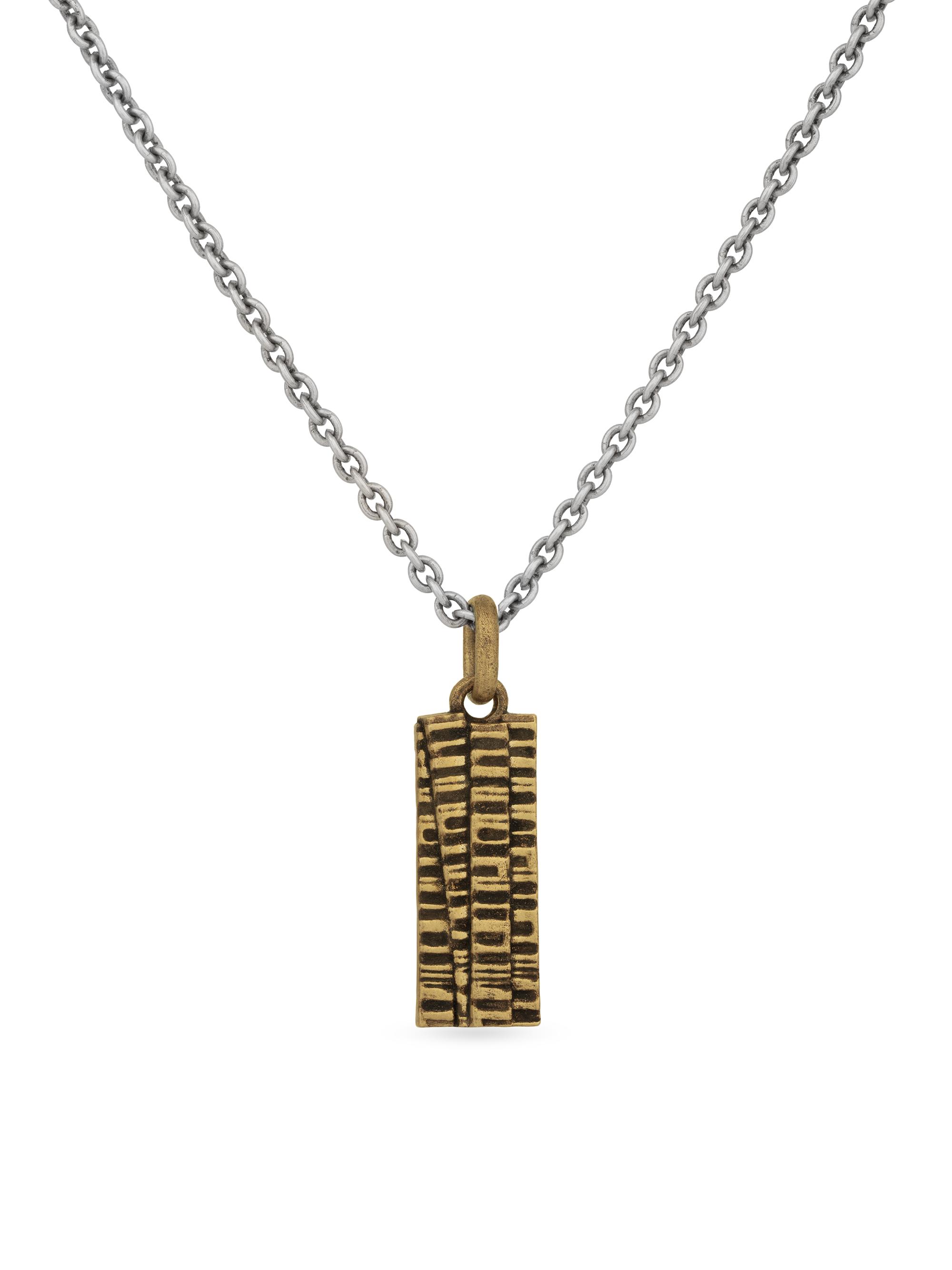John Varvatos Men's Notched Sterling Silver & Brass Pendant Necklace - Grey