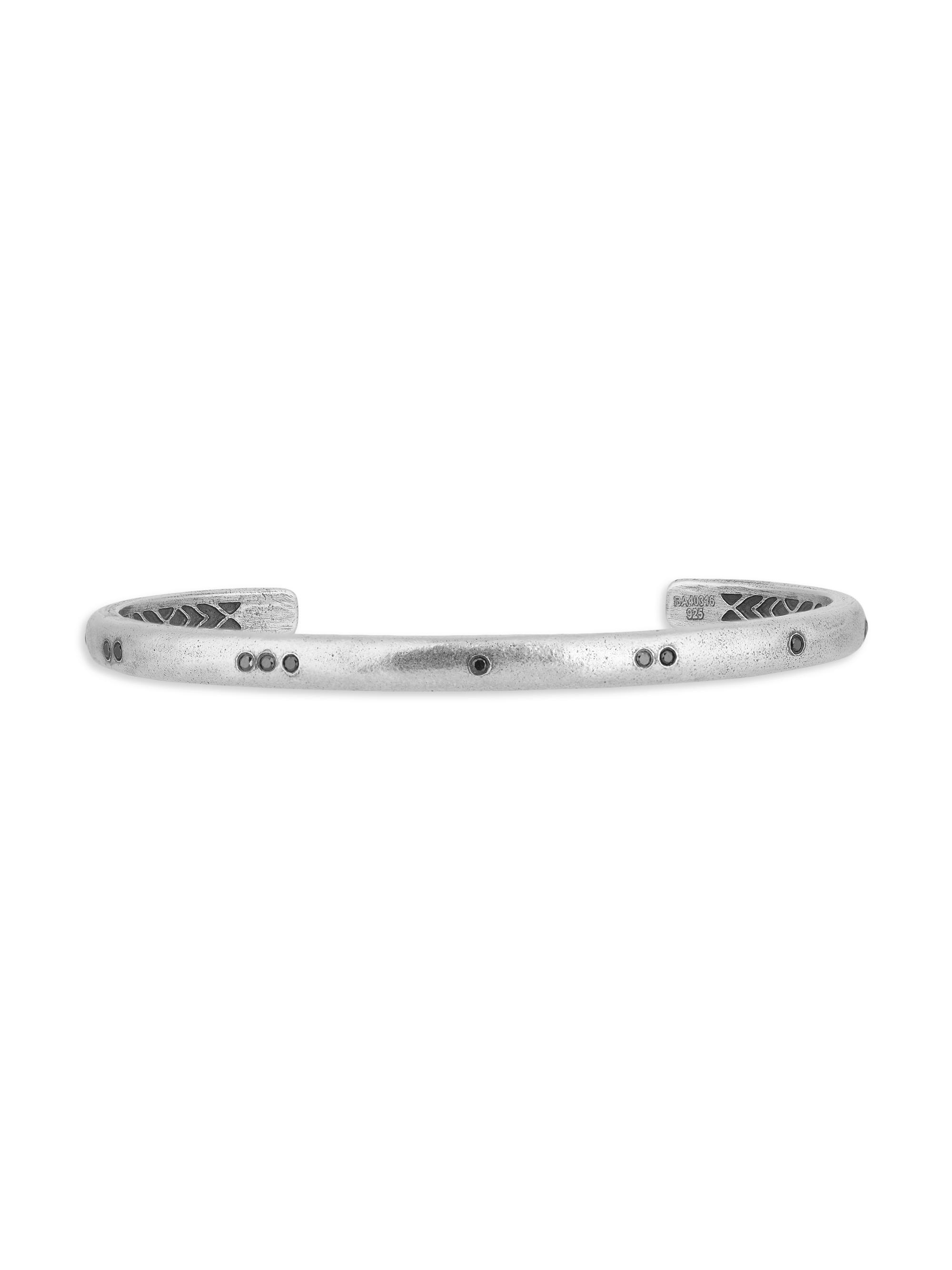 John Varvatos Men's Stardust Sterling Silver & 0.16 TCW Black Diamond Cuff - Grey