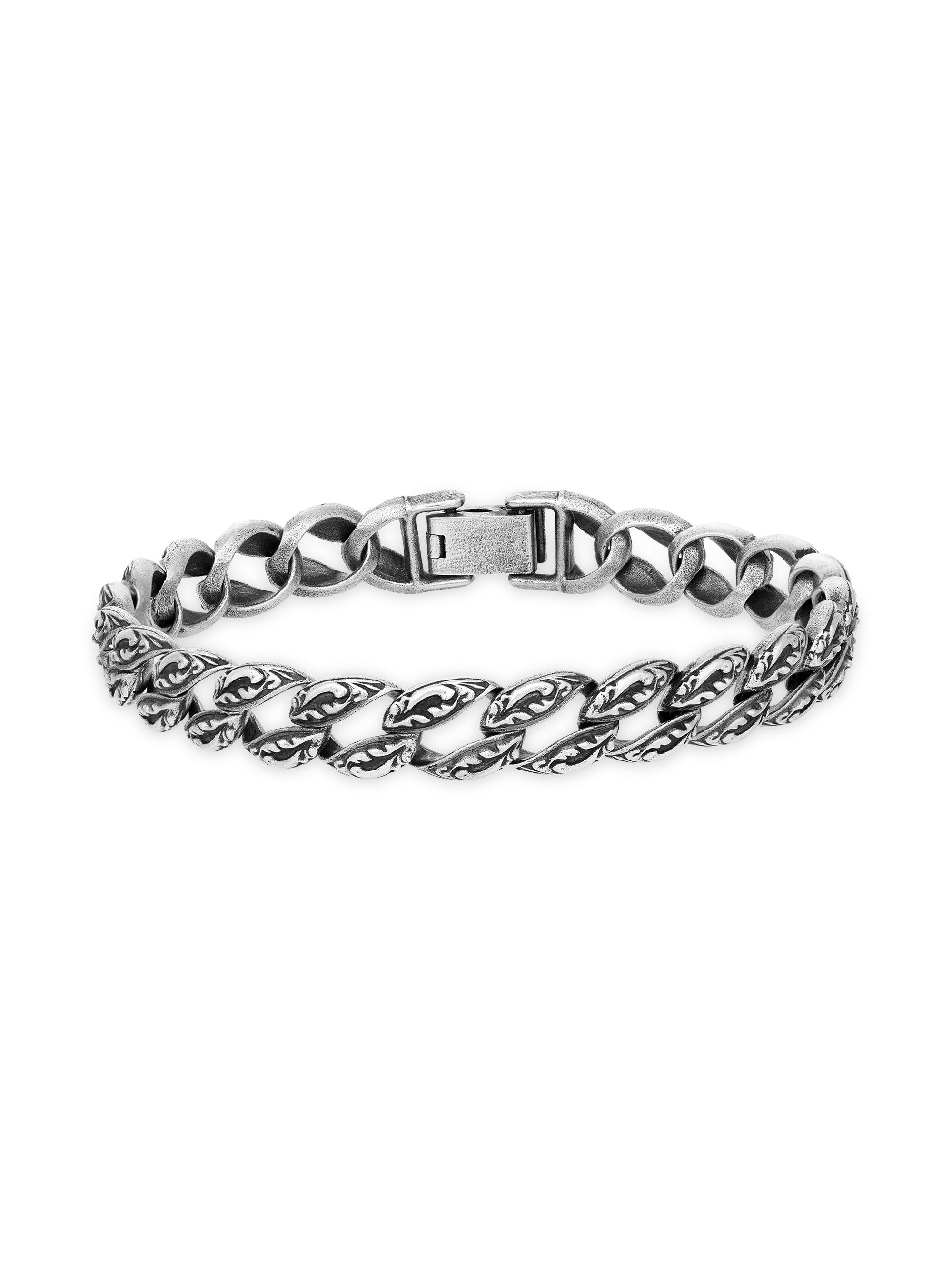 John Varvatos Men's Gothic Sterling Silver Curb Chain Bracelet - Grey