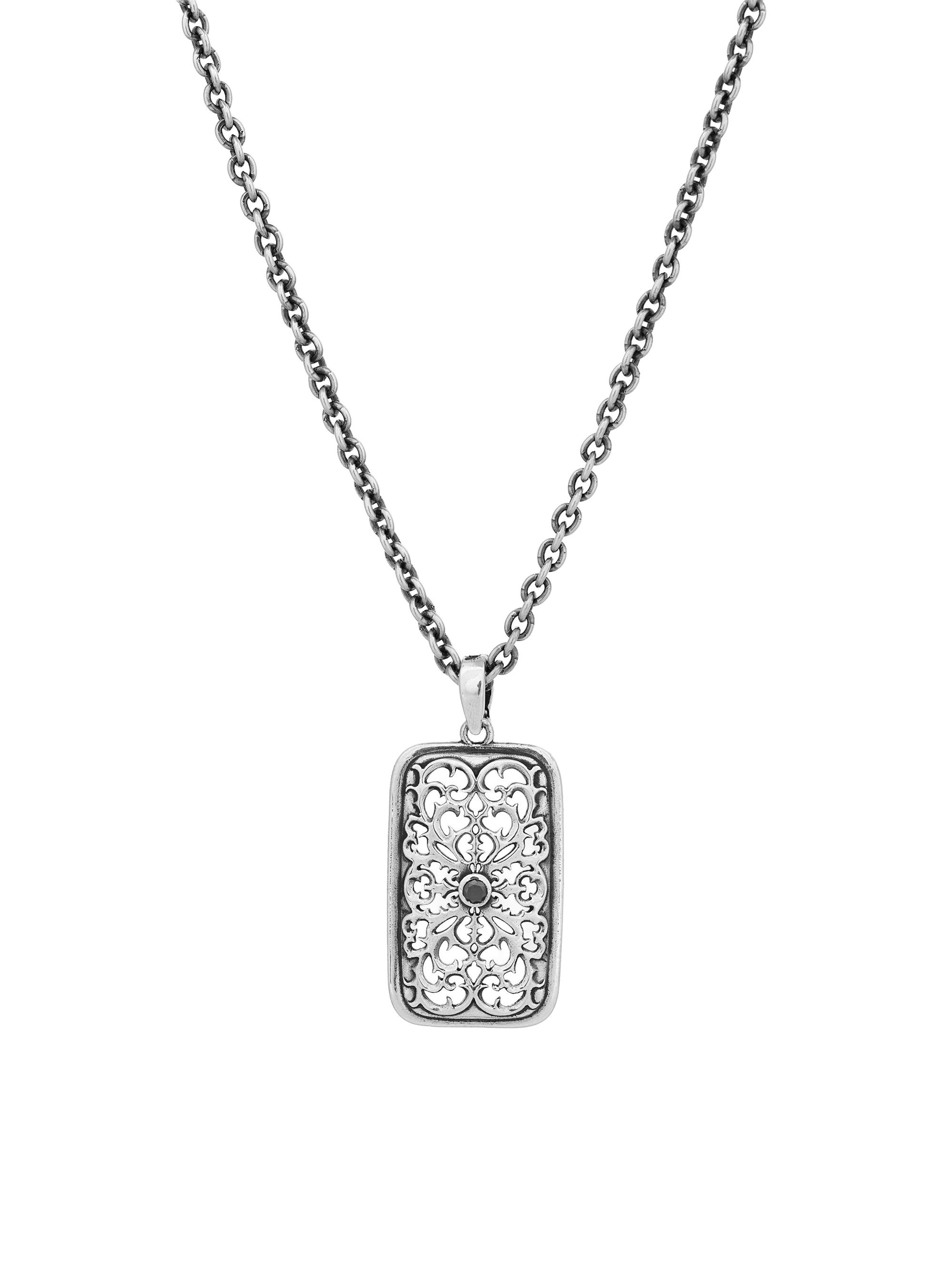 John Varvatos Men's Gothic Sterling Silver & 0.09 TCW Diamond Pendant Necklace - Grey