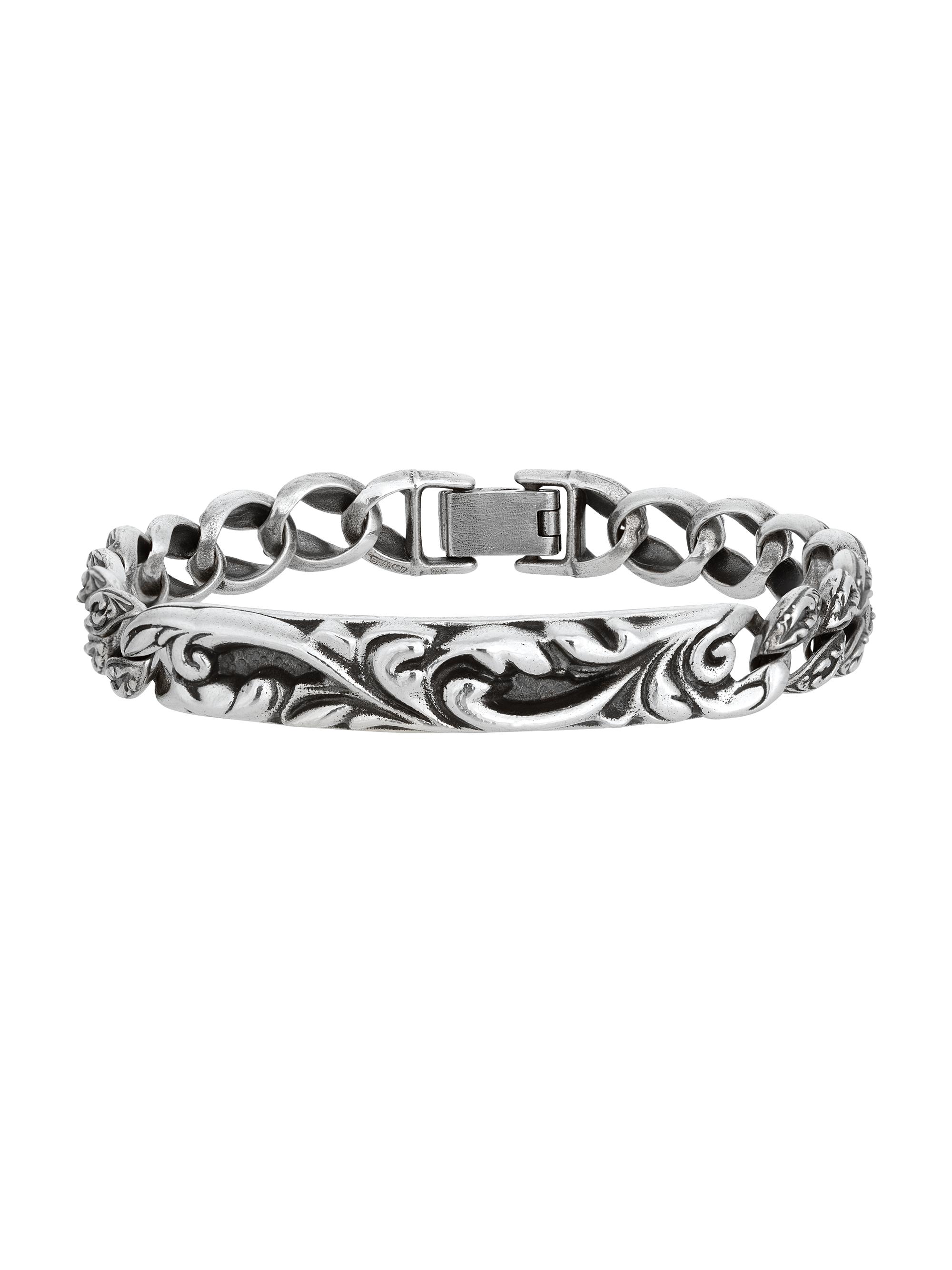 John Varvatos Men's Gothic Sterling Silver Chain Bracelet - Grey