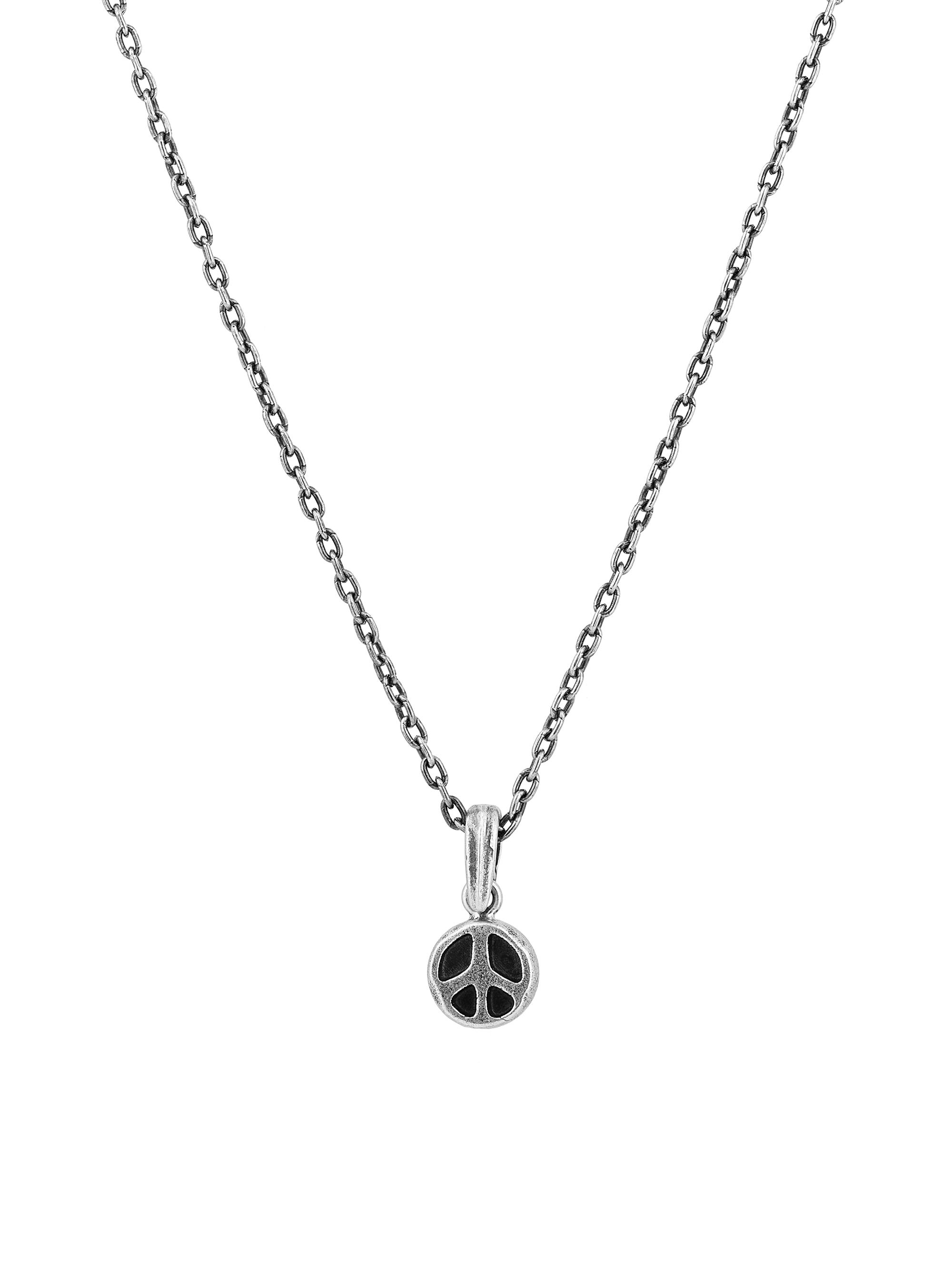 John Varvatos Men's Artisan Sterling Silver Peace Pendant Necklace - Grey