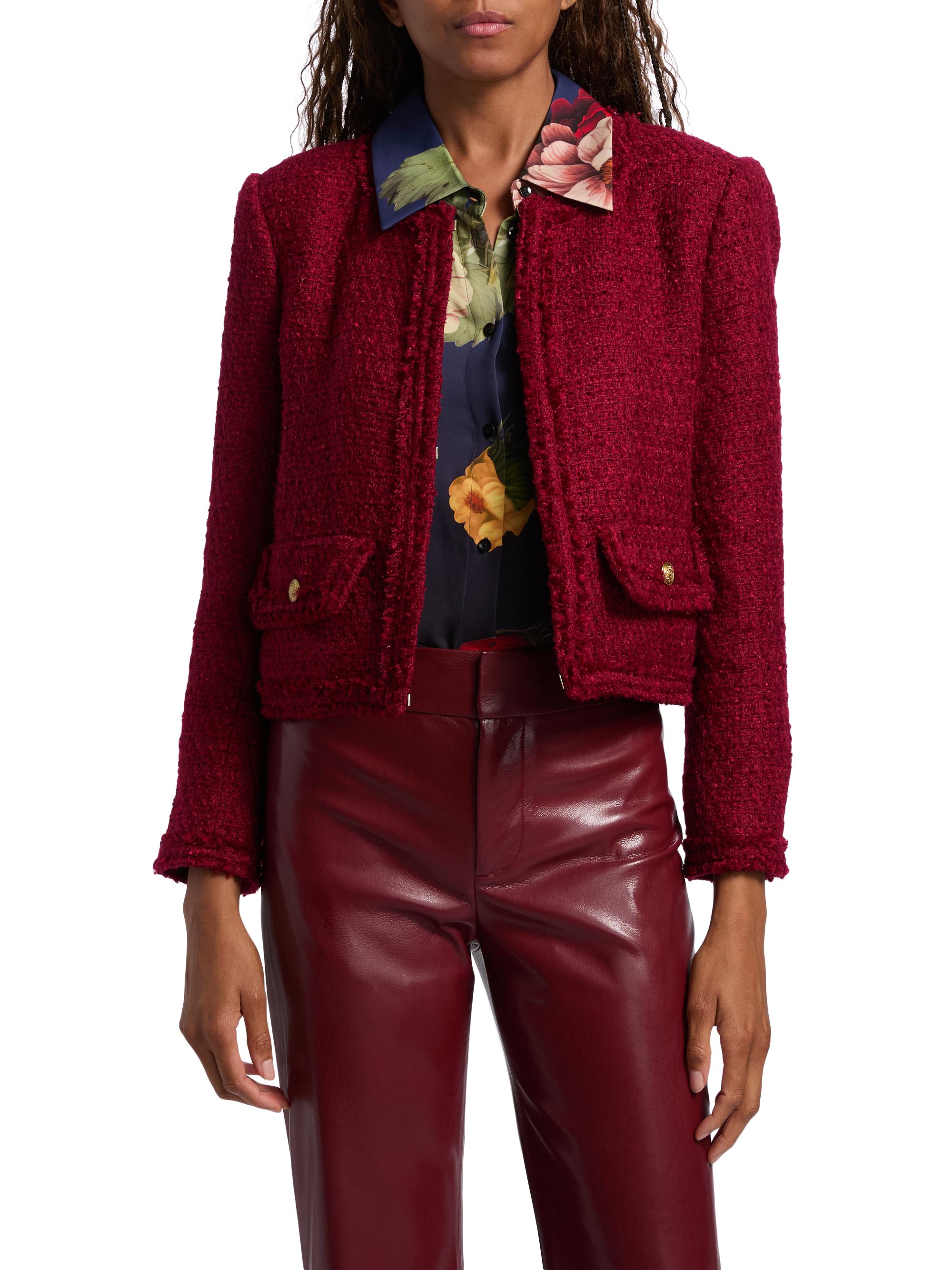 ALICE + OLIVIA Landon Tweed Crop Jacket | Saks Fifth Avenue