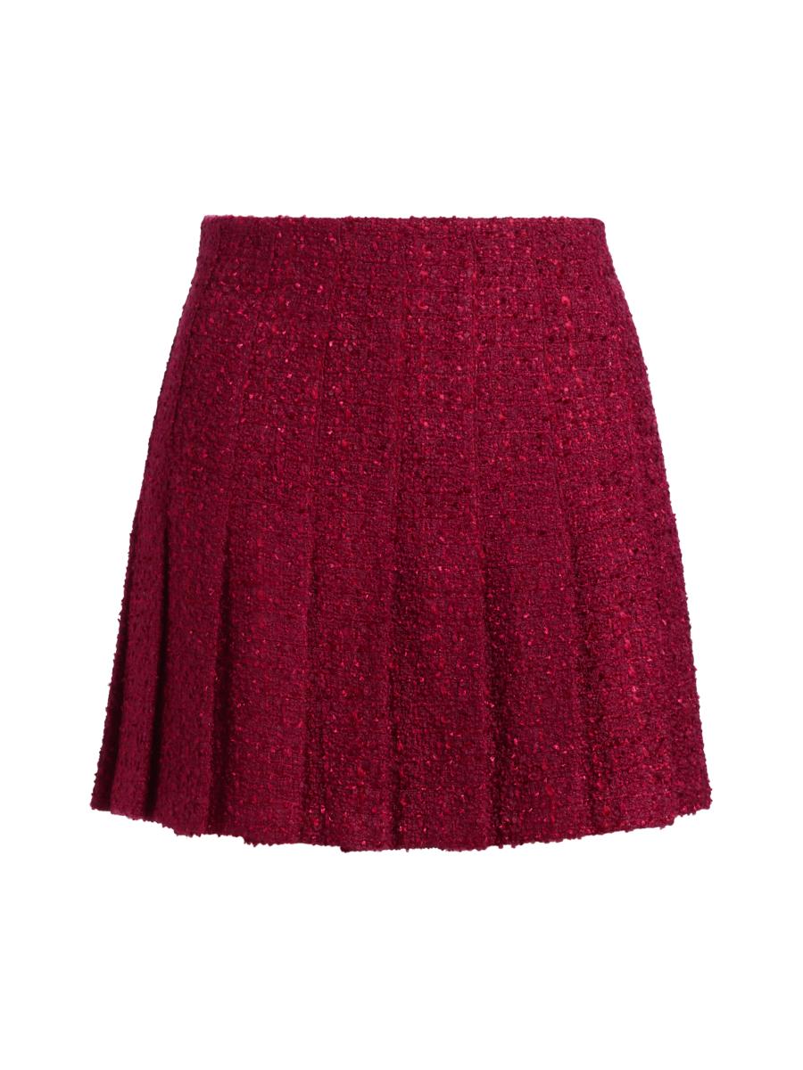 Alice And Olivia Women's Carter Stitch Wool-blend Pleated Miniskirt In Burgundy