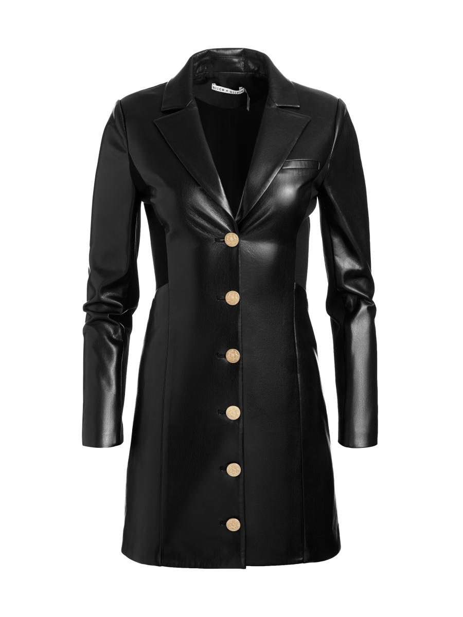 ALICE + OLIVIA Michelle Fitted Faux-Leather Blazer Minidress