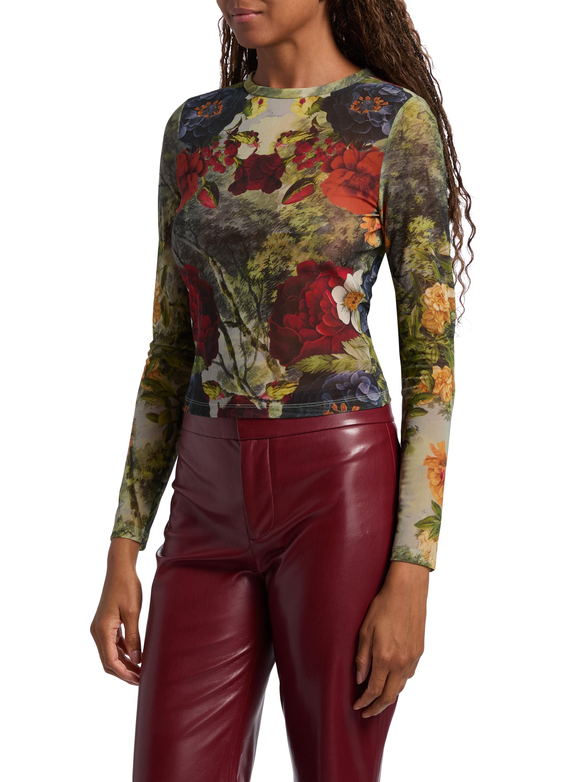 ALICE + OLIVIA Delaina Floral Mesh Crop Top | Saks Fifth Avenue