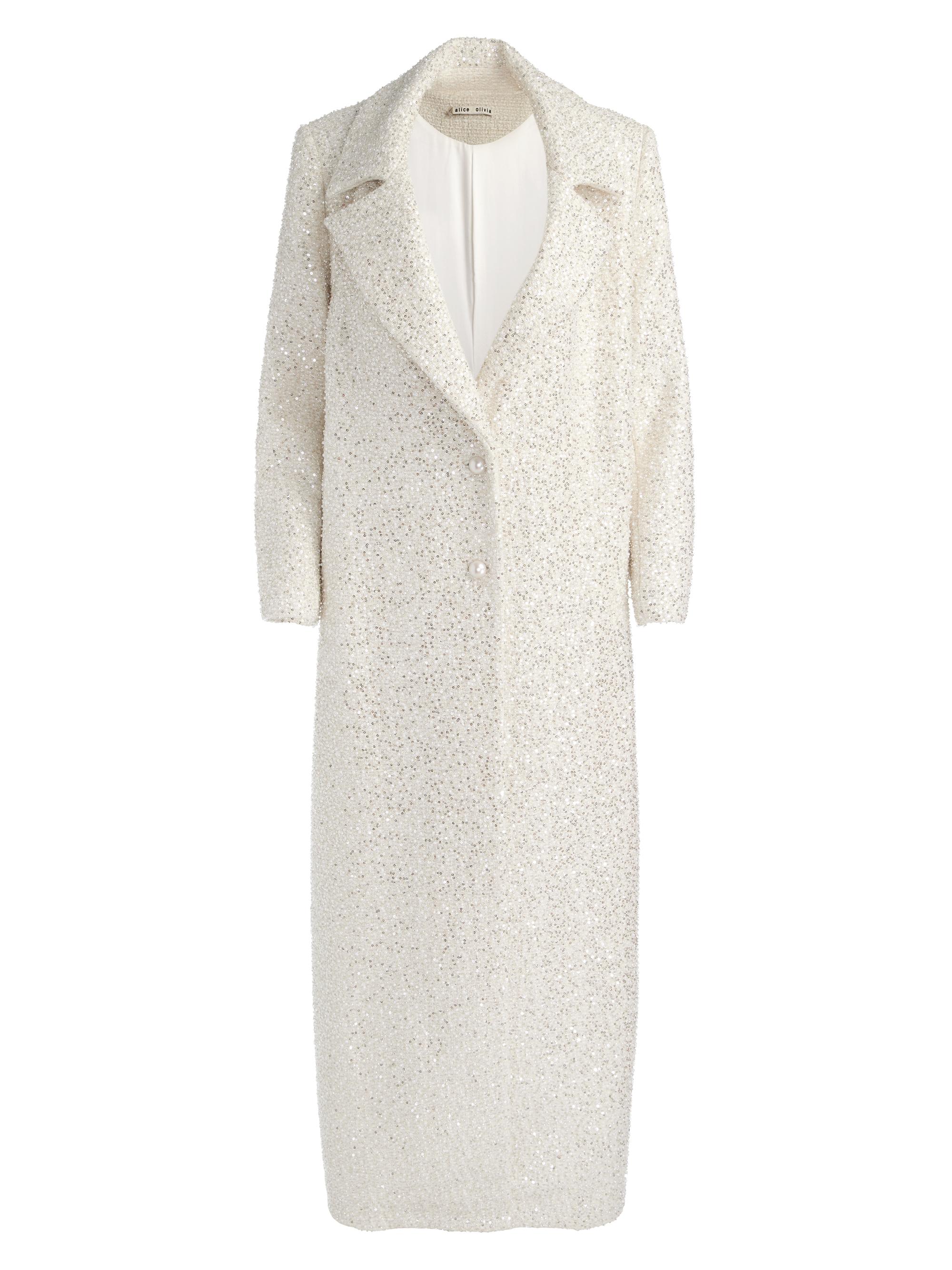 Alice + Olivia Women's Nicholas Embellished Long Coat - Off White