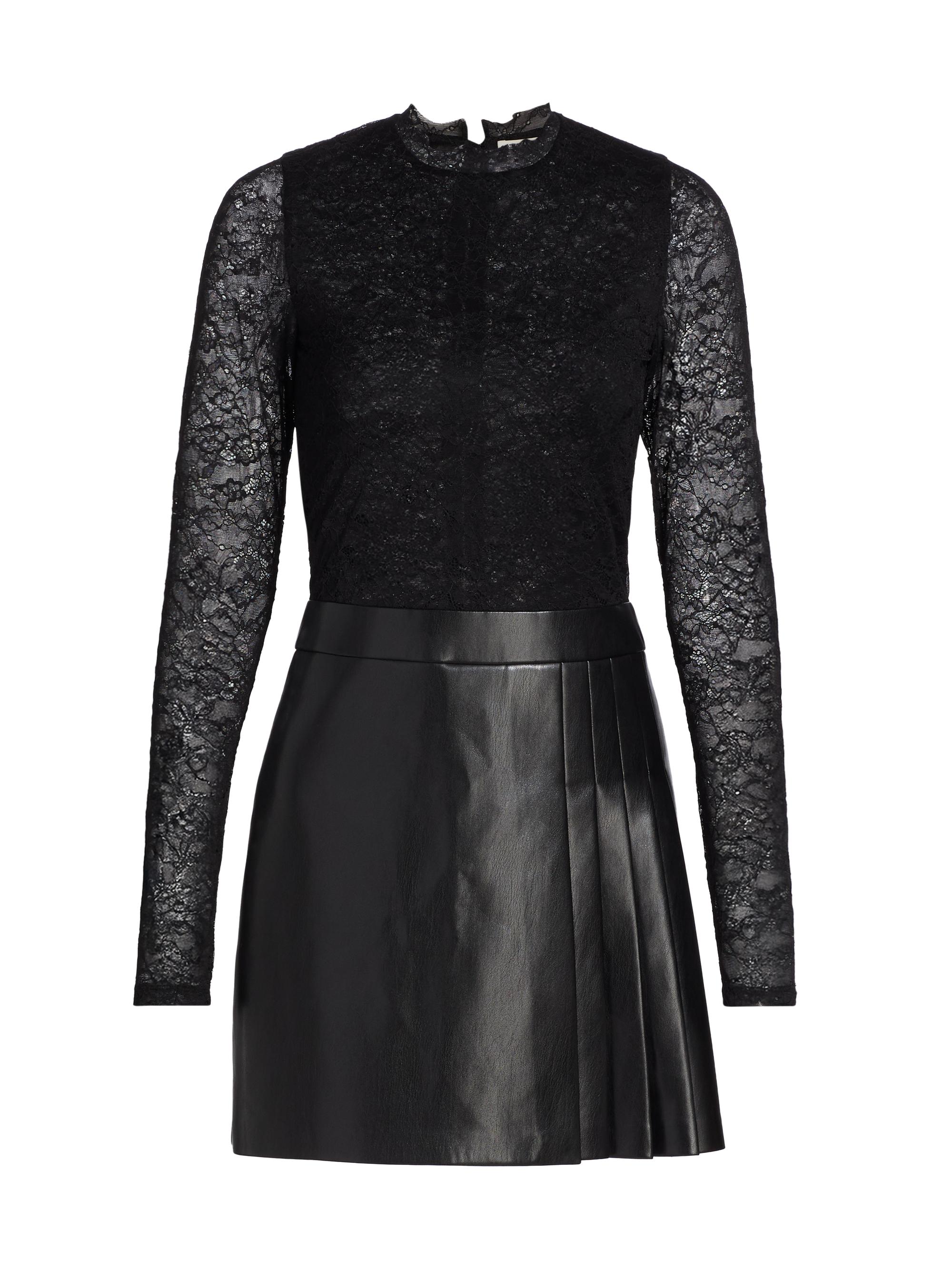 Alice + Olivia Chara Faux-Leather & Mesh Dress | Saks Fifth