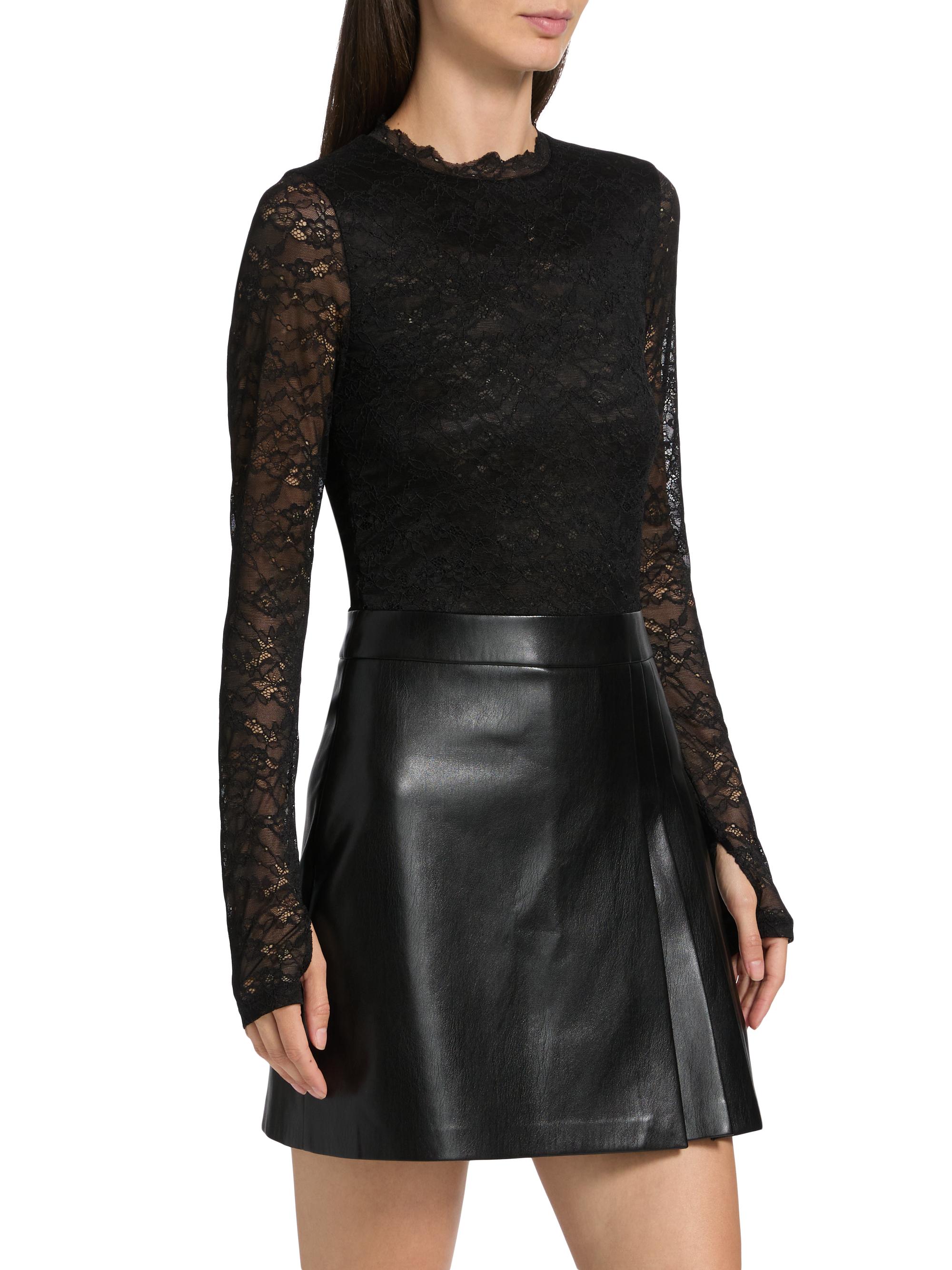 ALICE + OLIVIA Chara Mixed-Media Pleated Minidress | Saks Fifth Avenue
