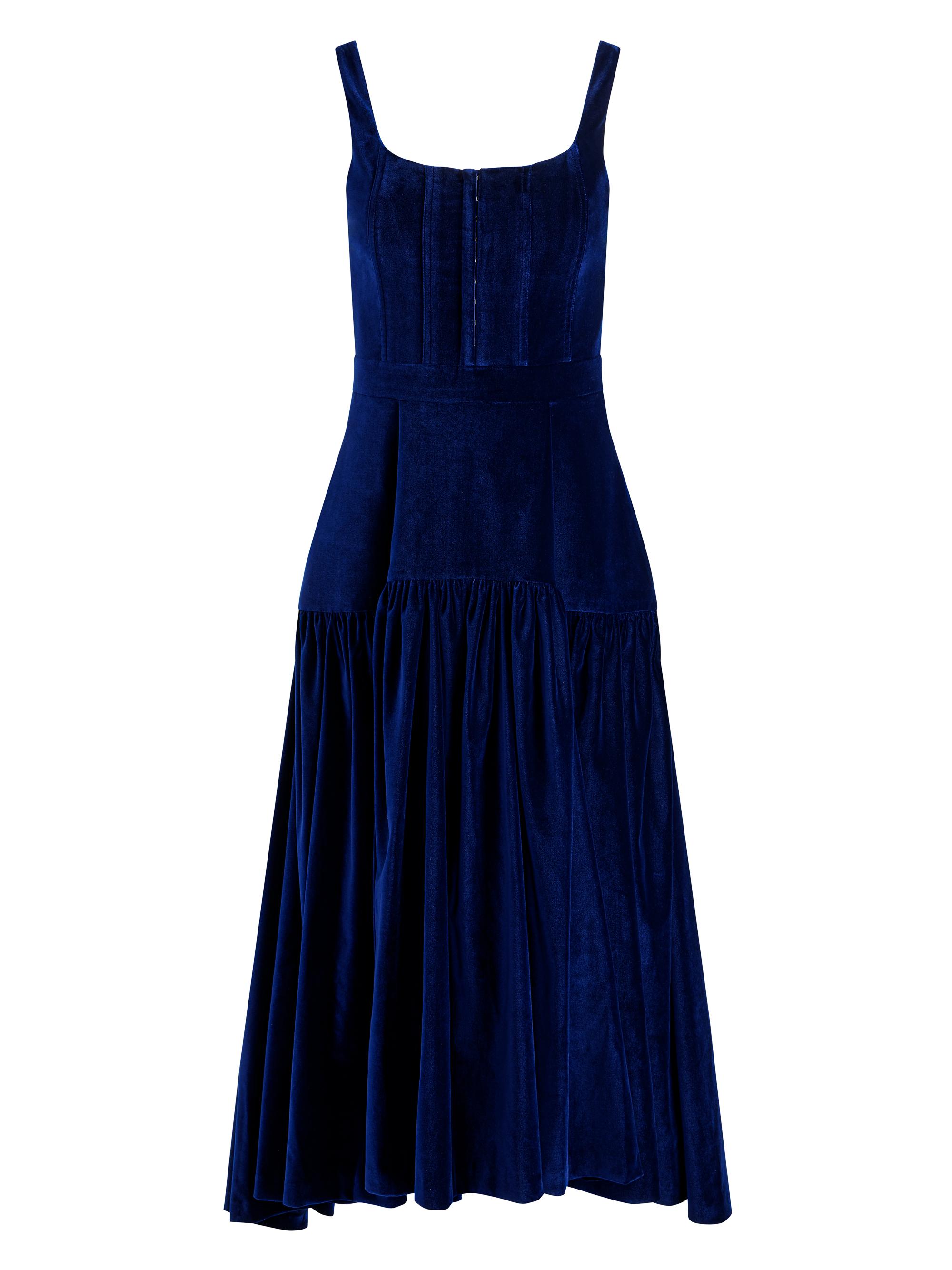 Alice + Olivia Diana Velvet Structured Midi Dress, Size 2