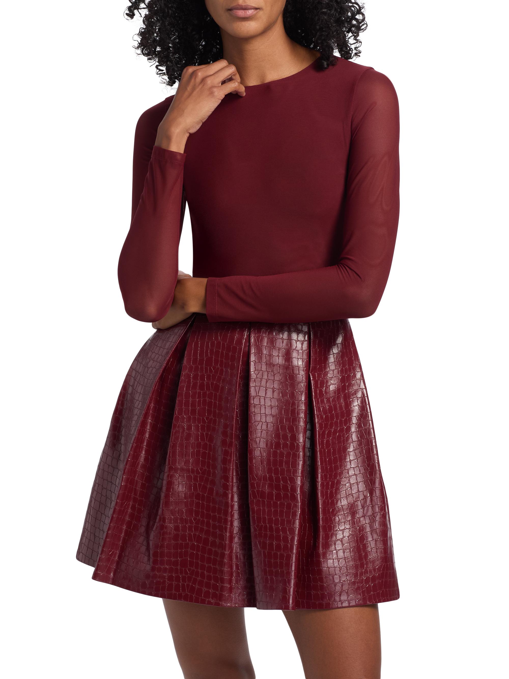 ALICE + OLIVIA Chara Faux Croc-Embossed Leather Minidress | Saks