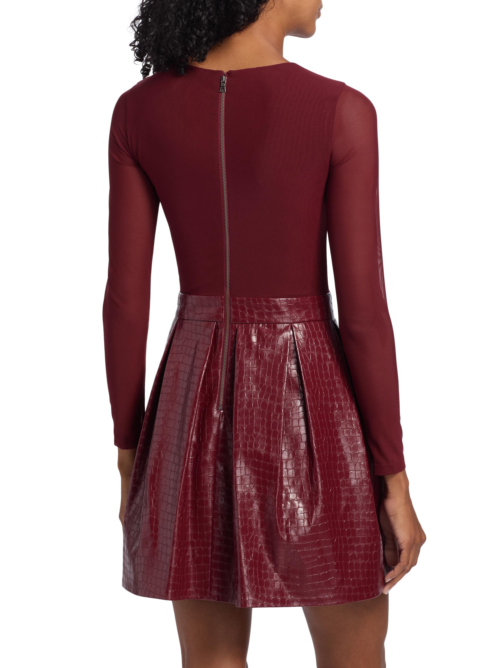 Alice + Olivia Chara Faux Croc-Embossed Leather Minidress | Saks