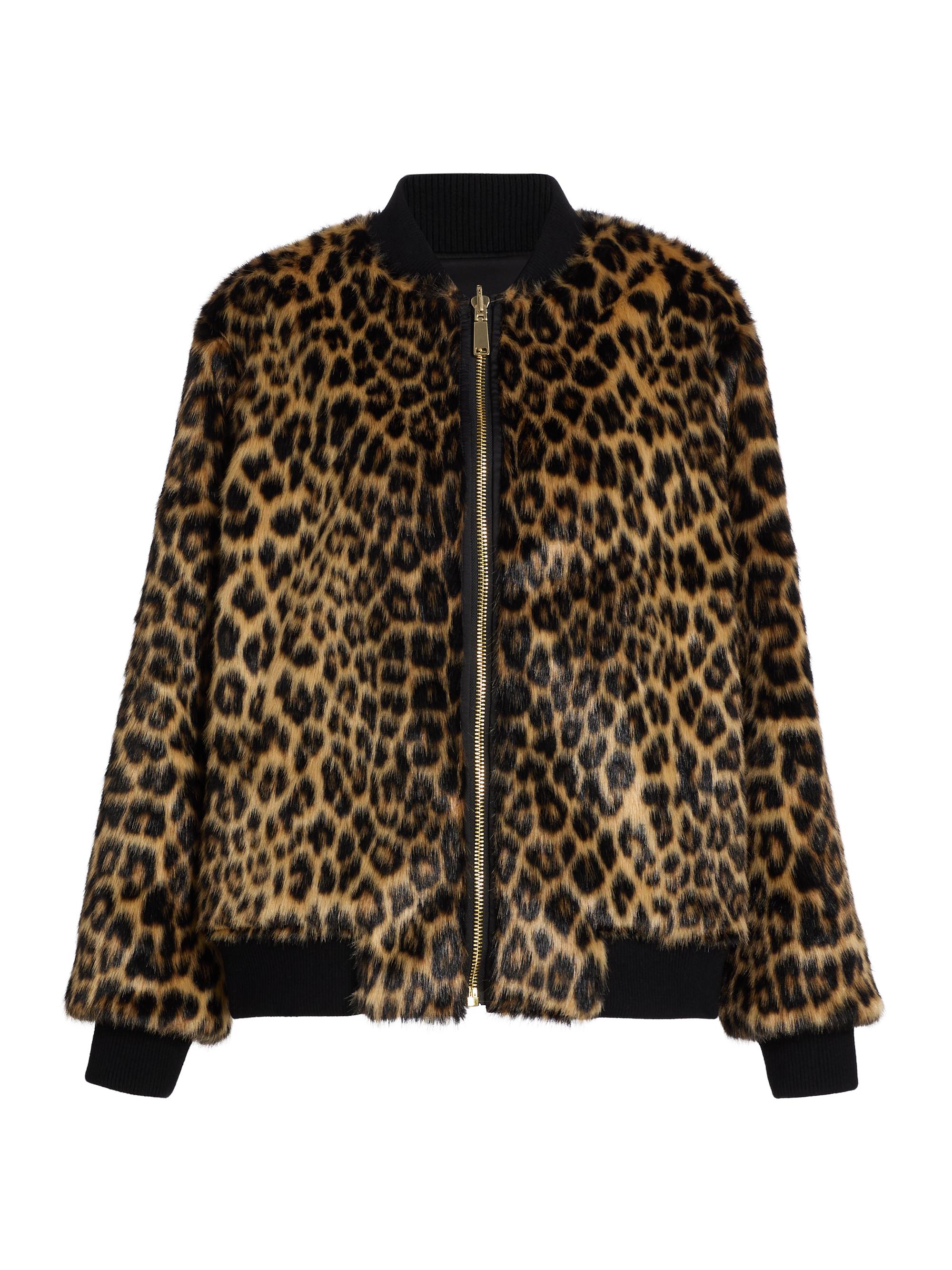 Alice + Olivia Women's Becky Reversible Faux-Fur Bomber Jacket - Cheetah Black