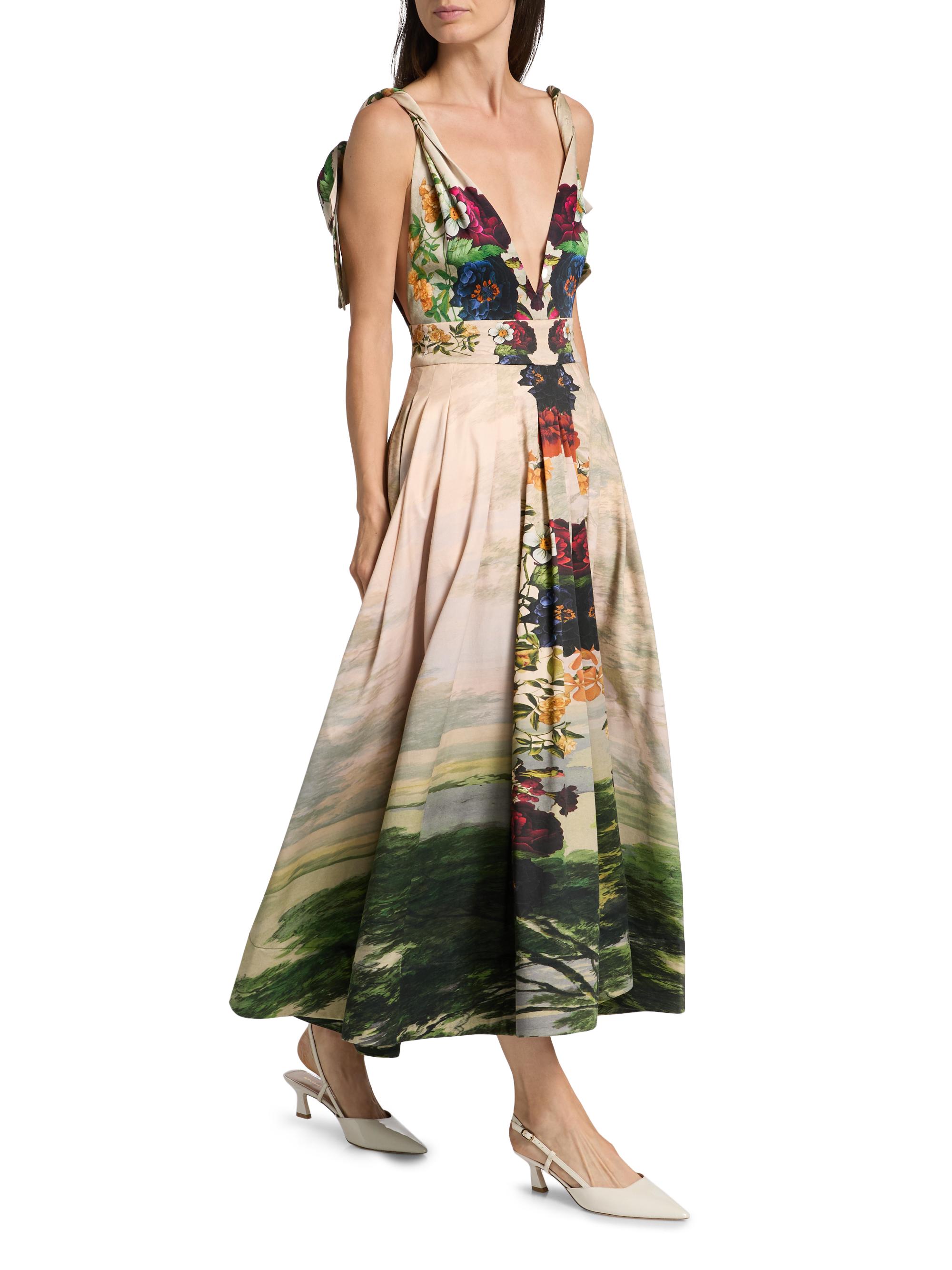 Hana Midi Dress Sunset Grove English Rose - Alice + Olivia