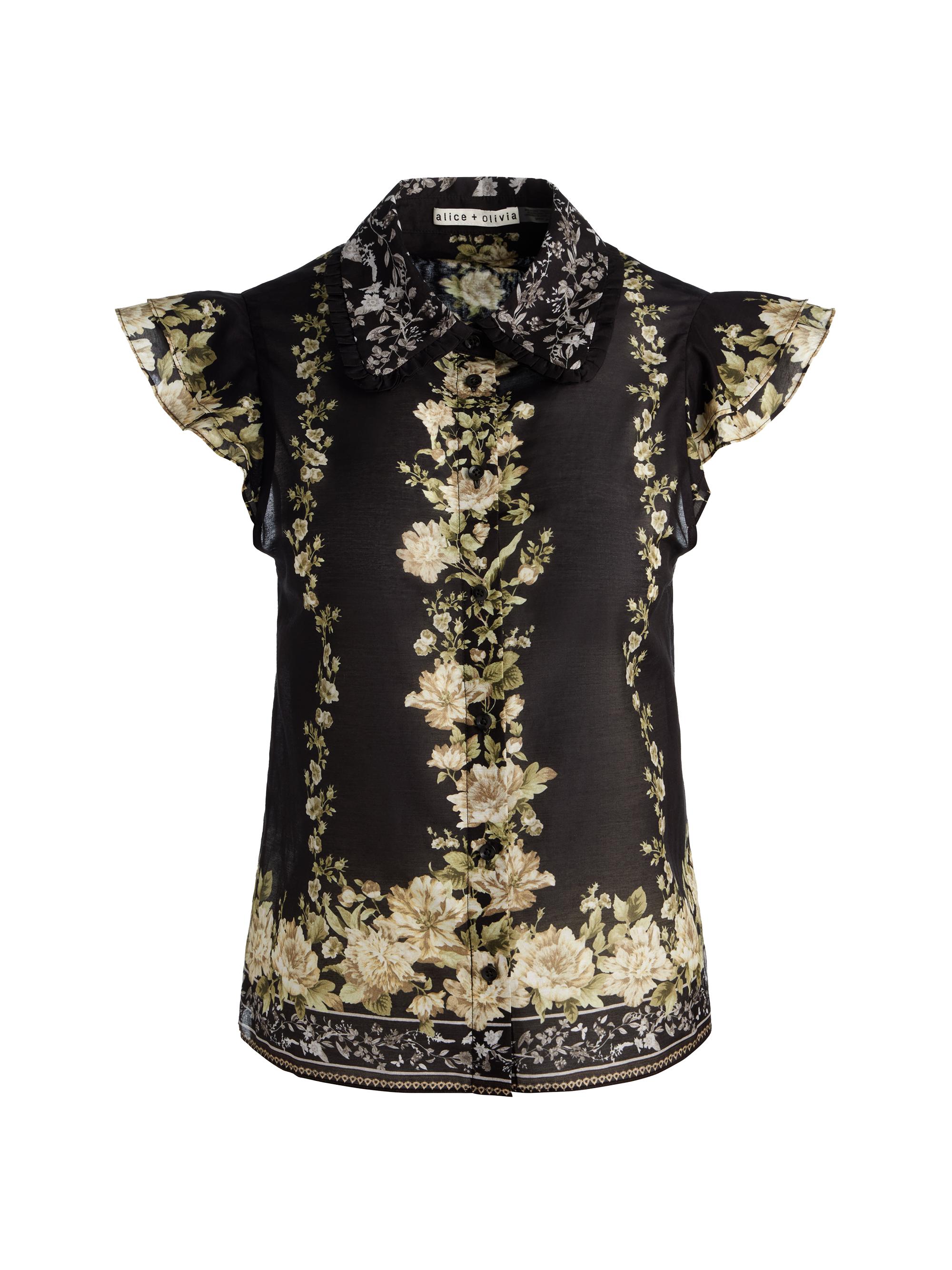 Alice + Olivia Women's Martel Flutter Sleeve Blouse - Free Falling