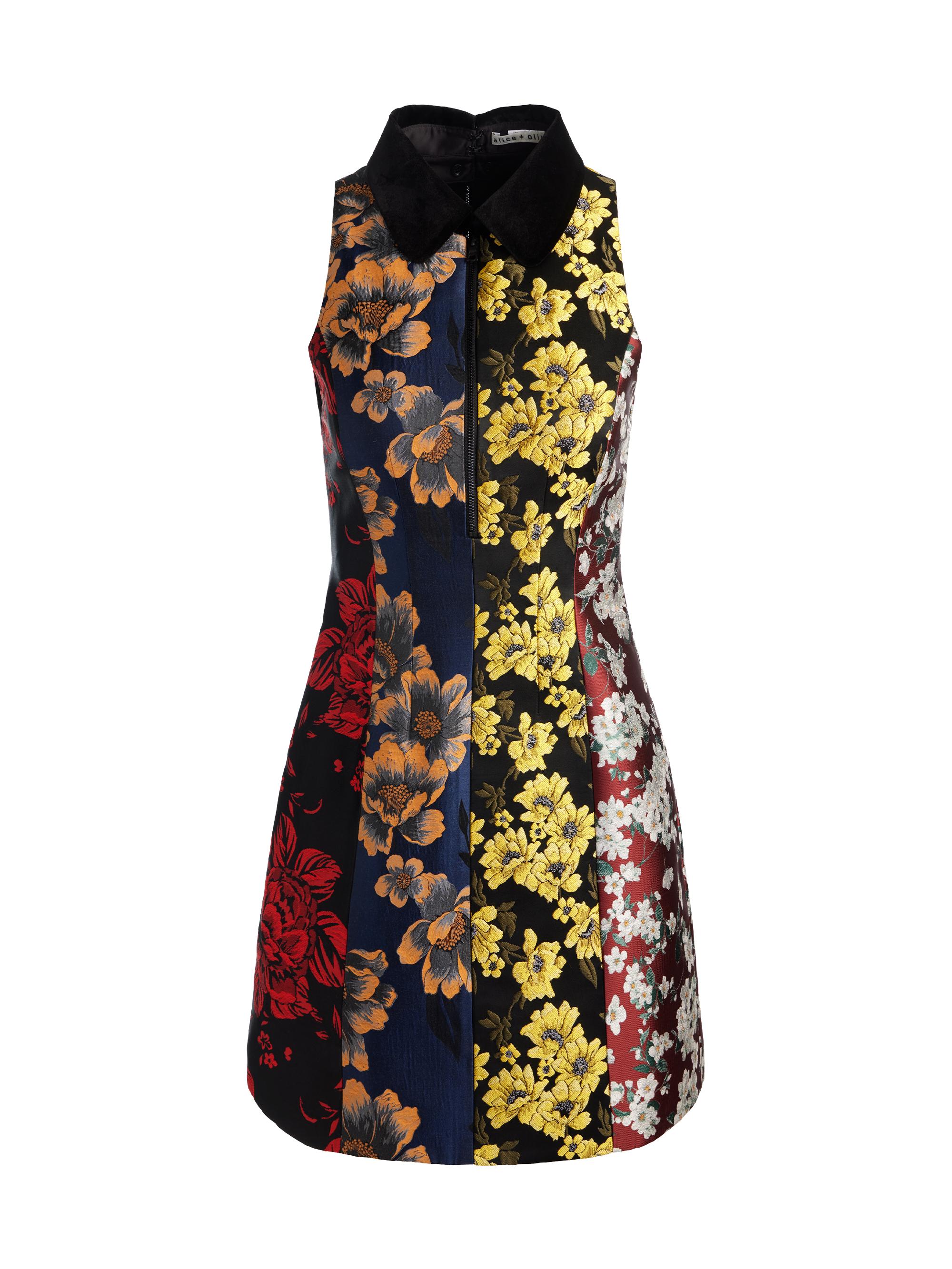 ALICE + OLIVIA Women's Velia Jacquard Collared Minidress - Black Multi