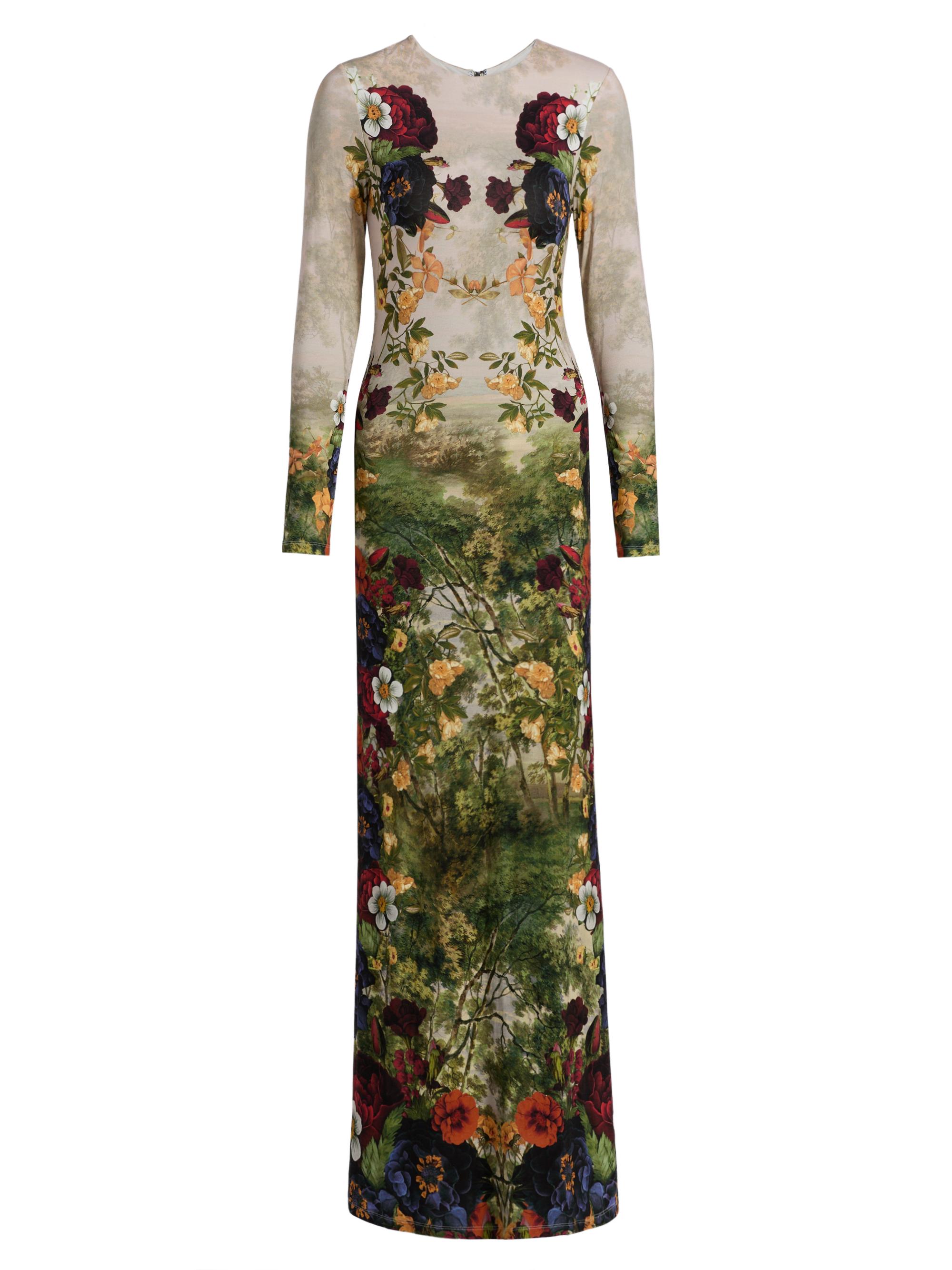 Alice + Olivia Delora Graphic Open-Back Maxi Dress | Saks Fifth Avenue