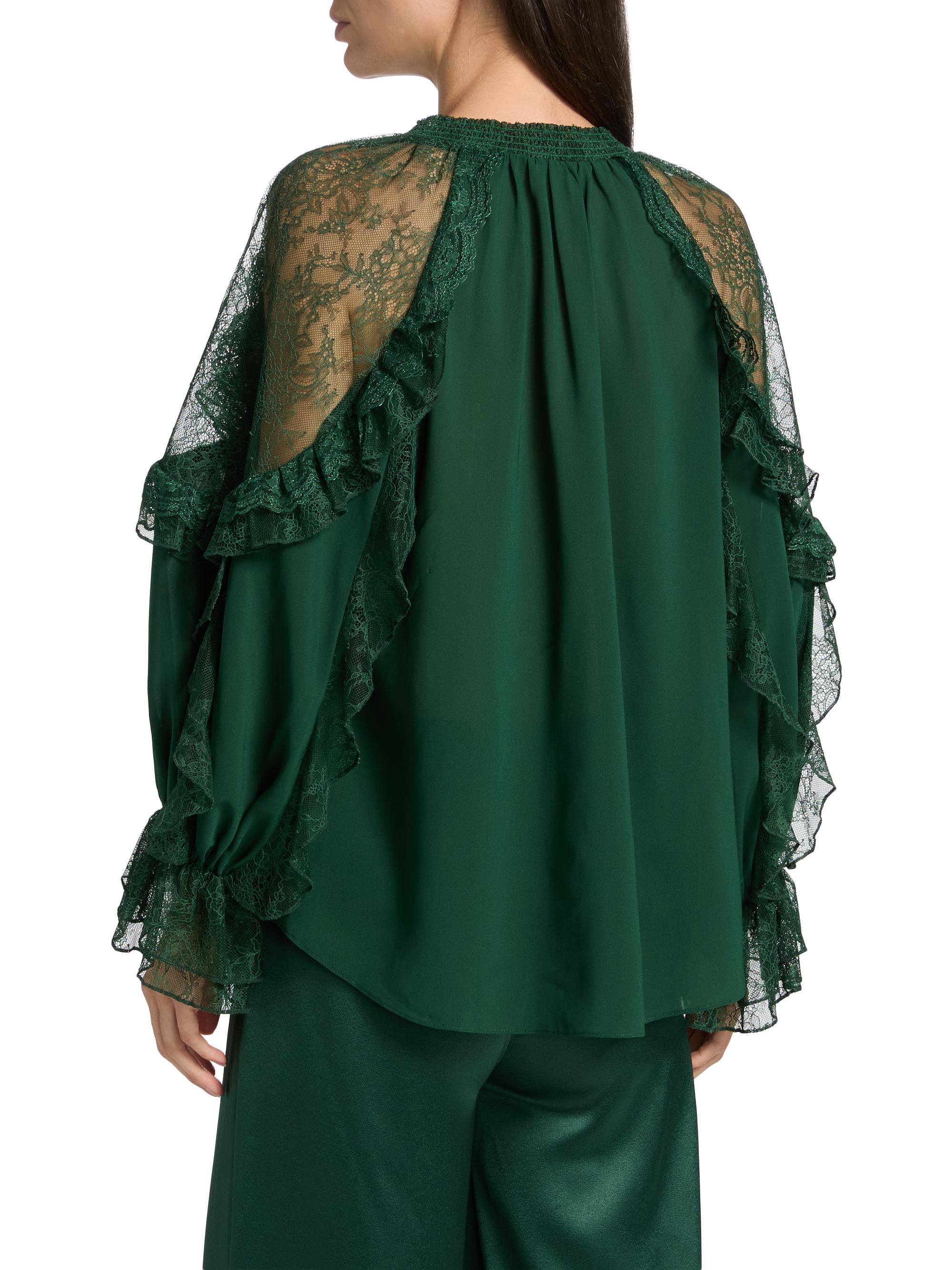 Alice + Olivia Aleena Ruffled Lace-Trim Blouse | Saks Fifth Avenue