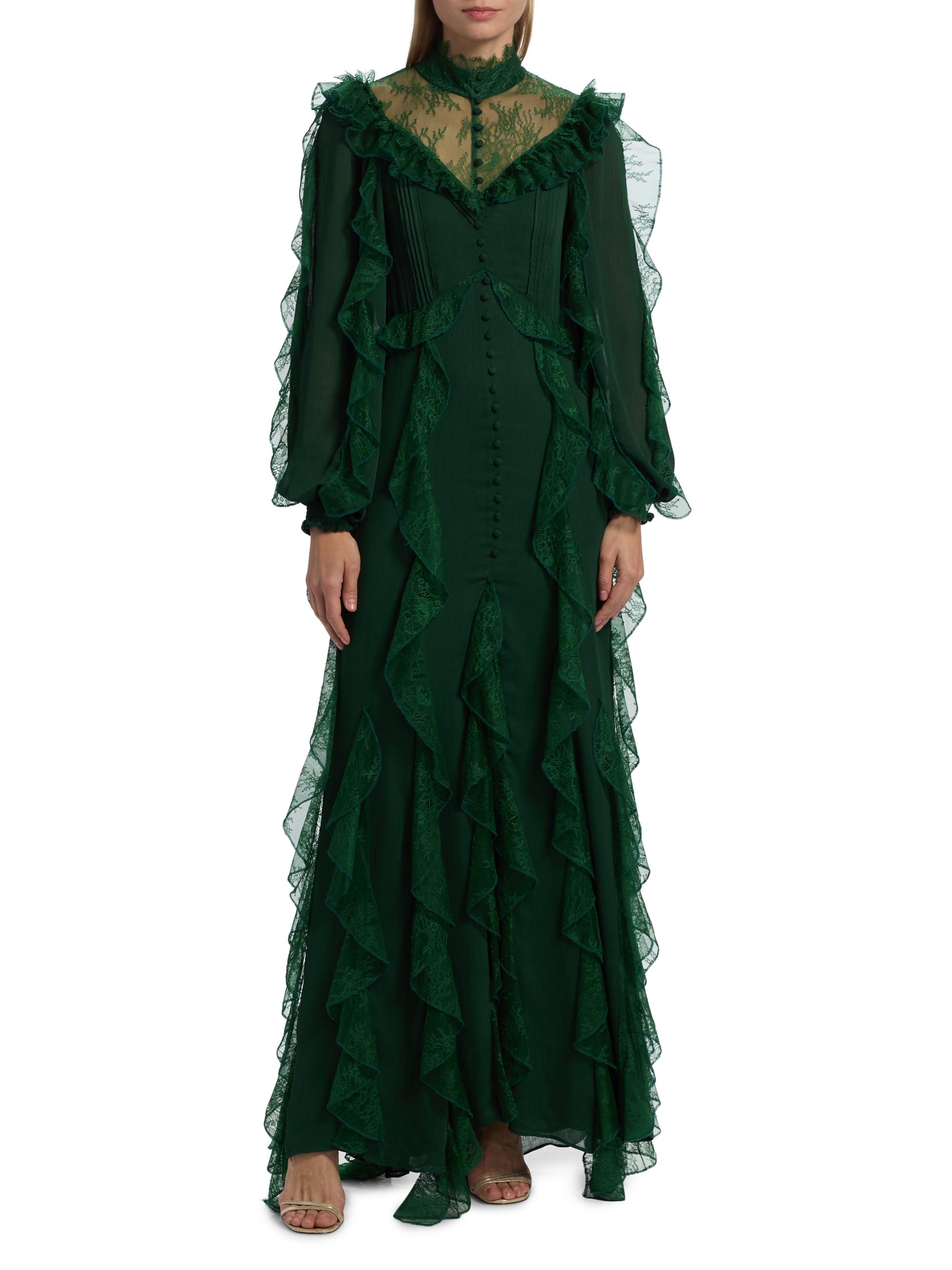 alice and olivia green long dress Alice and Olivia Silk Green Dress by Alice & Olivia