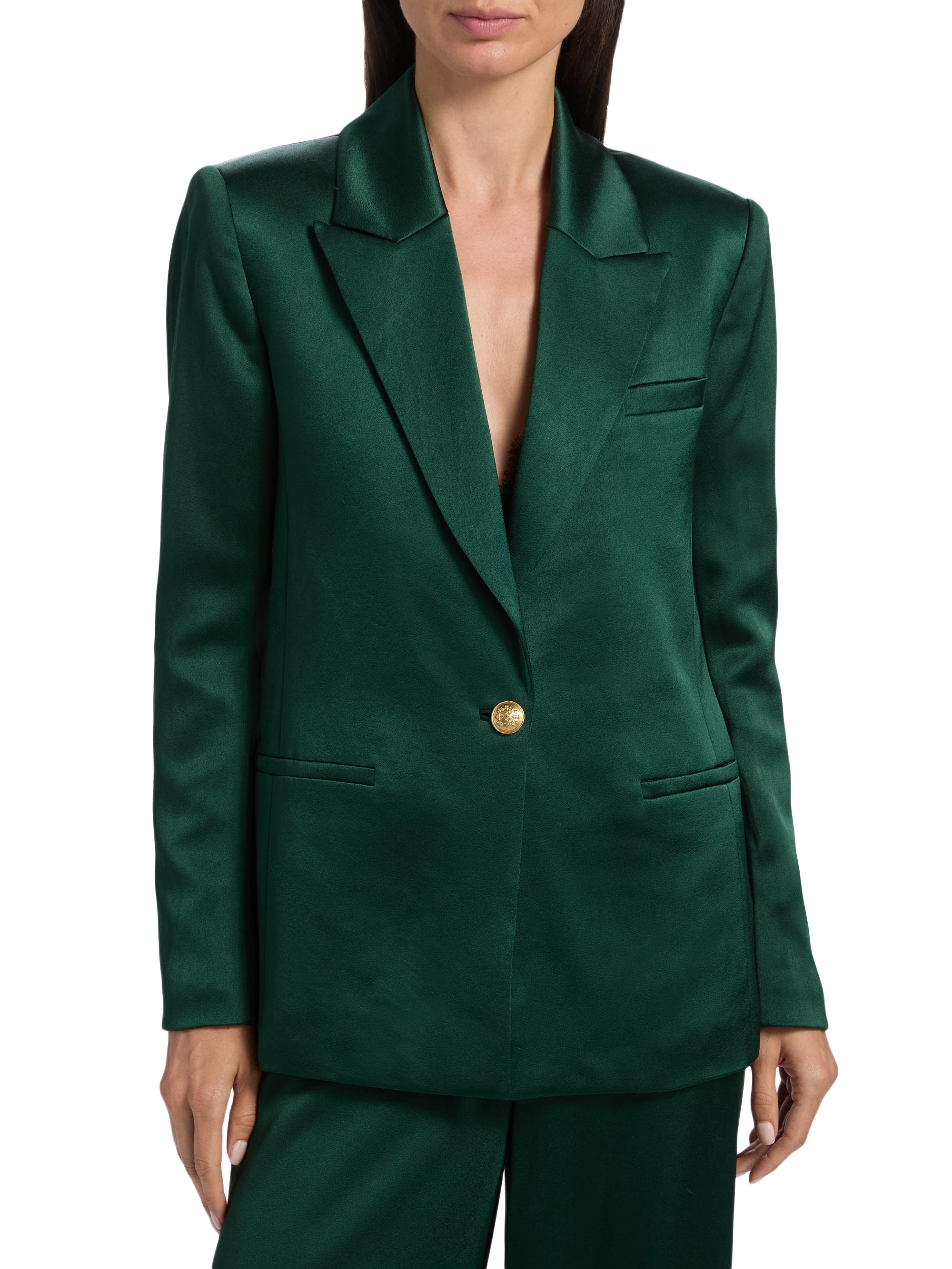ALICE + OLIVIA Silas Satin Single-Breasted Blazer | Saks Fifth Avenue