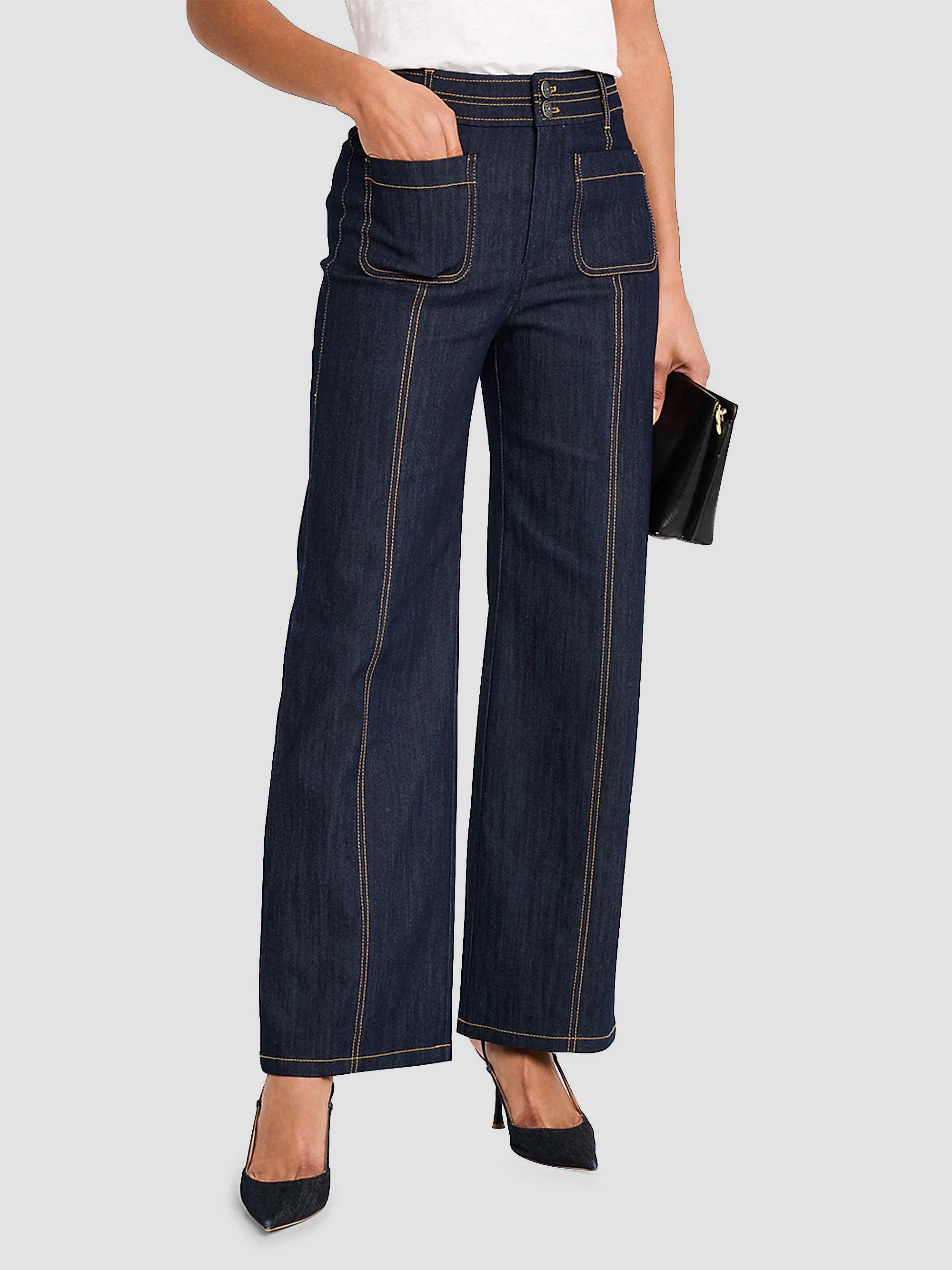 Cinq à Sept Dorothea Topstitched High-Rise Wide-Leg Jeans | Saks