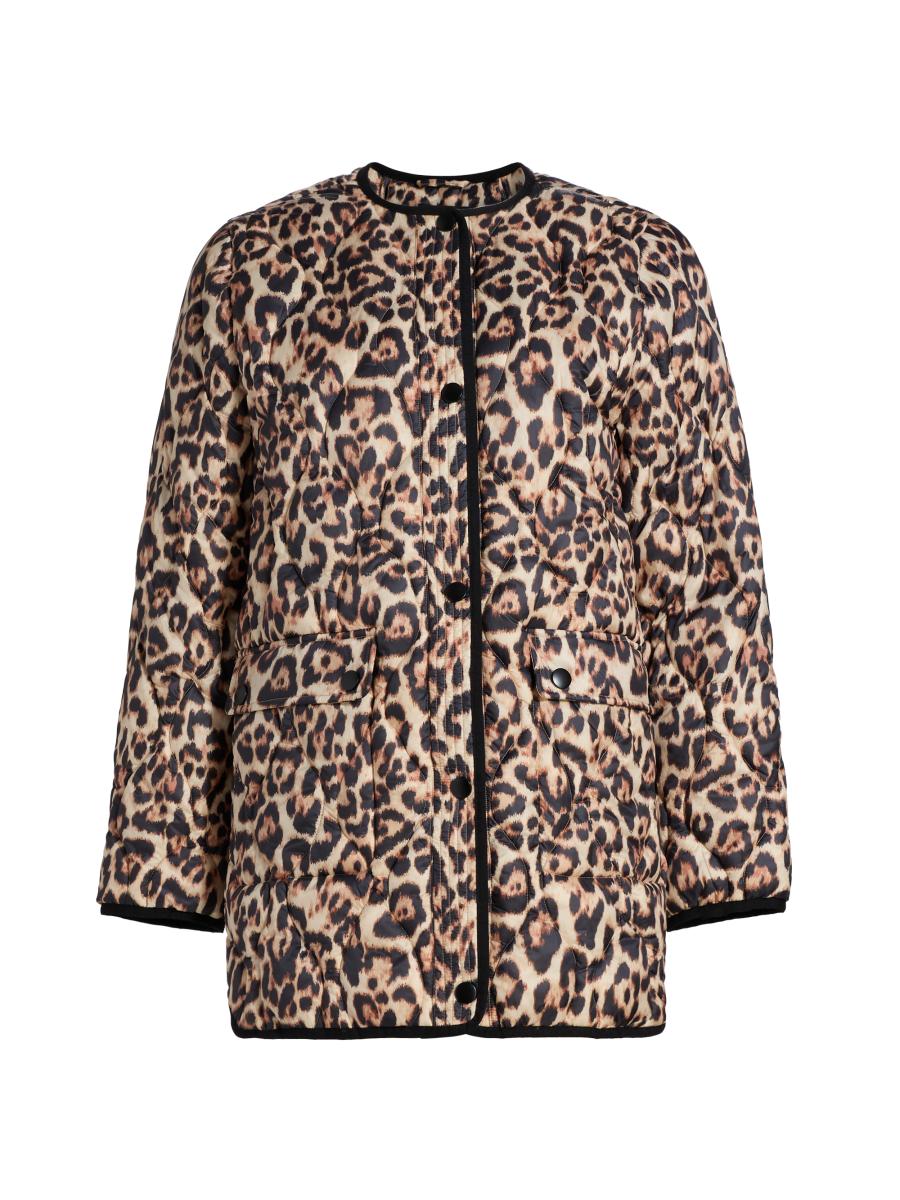 If Only Studio Women's Leopard-print Quilted Jacket In Brown
