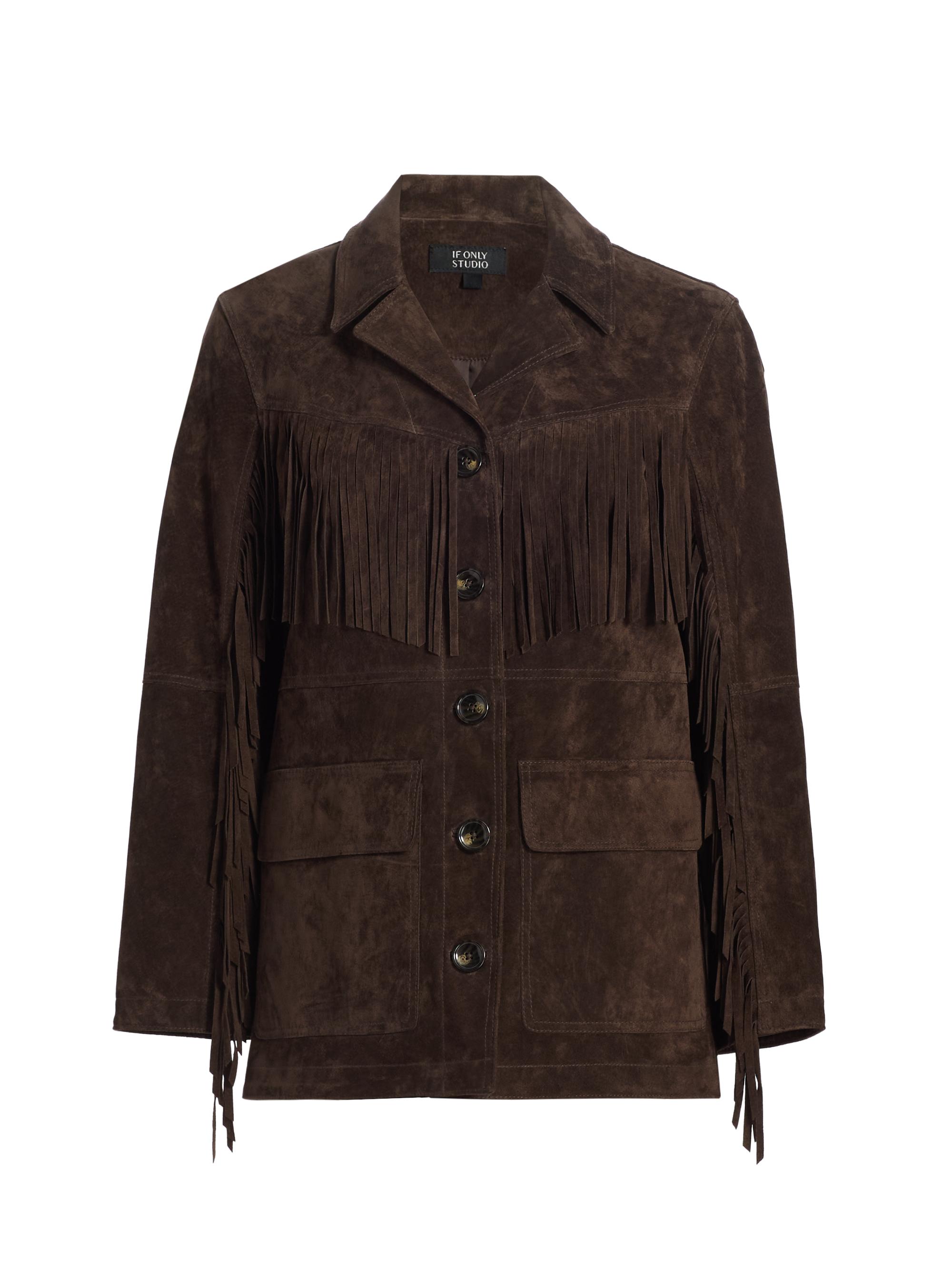 If Only Studio Fringe Suede Button-Front Jacket | Saks Fifth Avenue