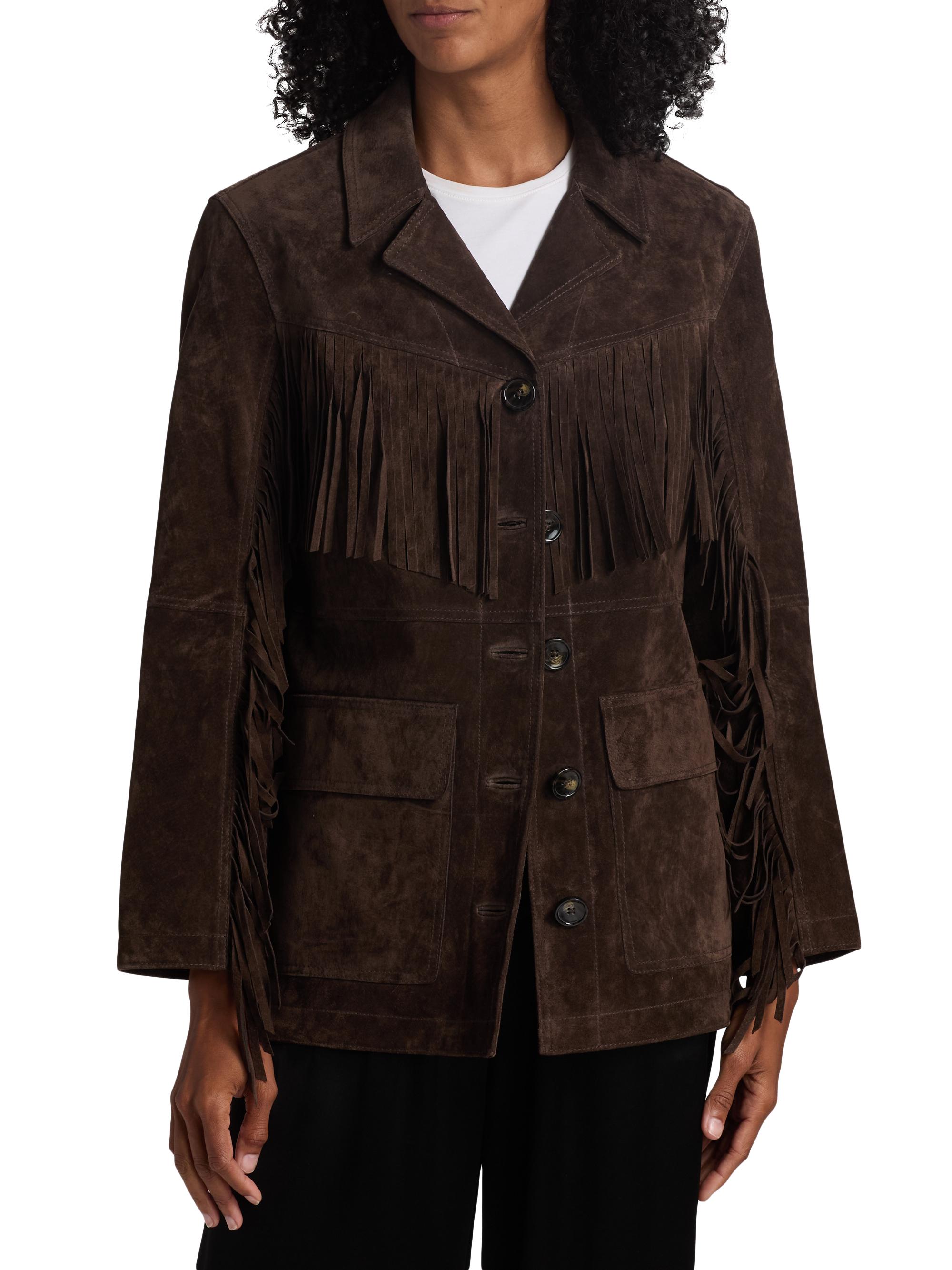 If Only Studio Fringe Suede Button-Front Jacket | Saks Fifth Avenue