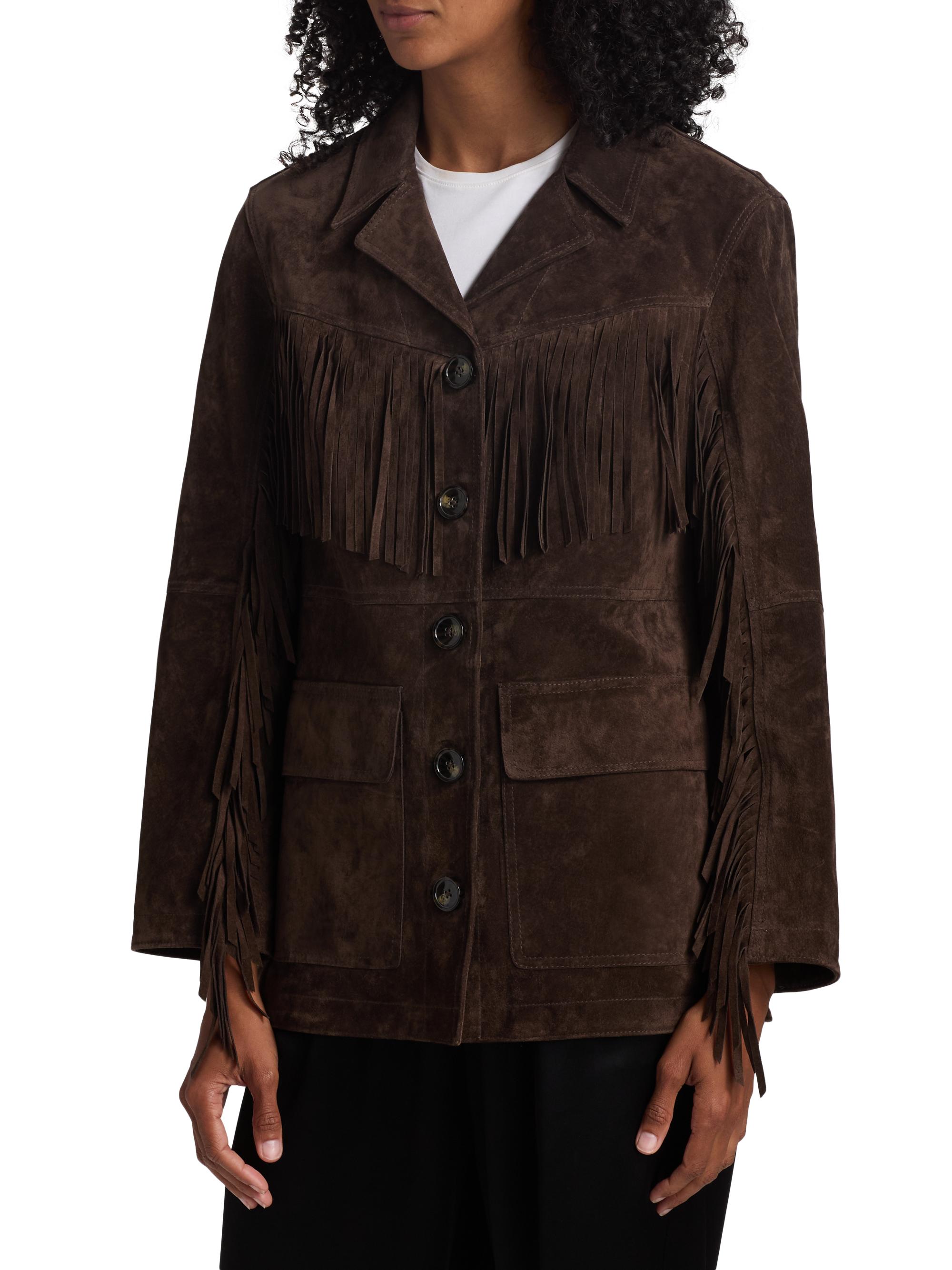 If Only Studio Fringe Suede Button-Front Jacket | Saks Fifth Avenue