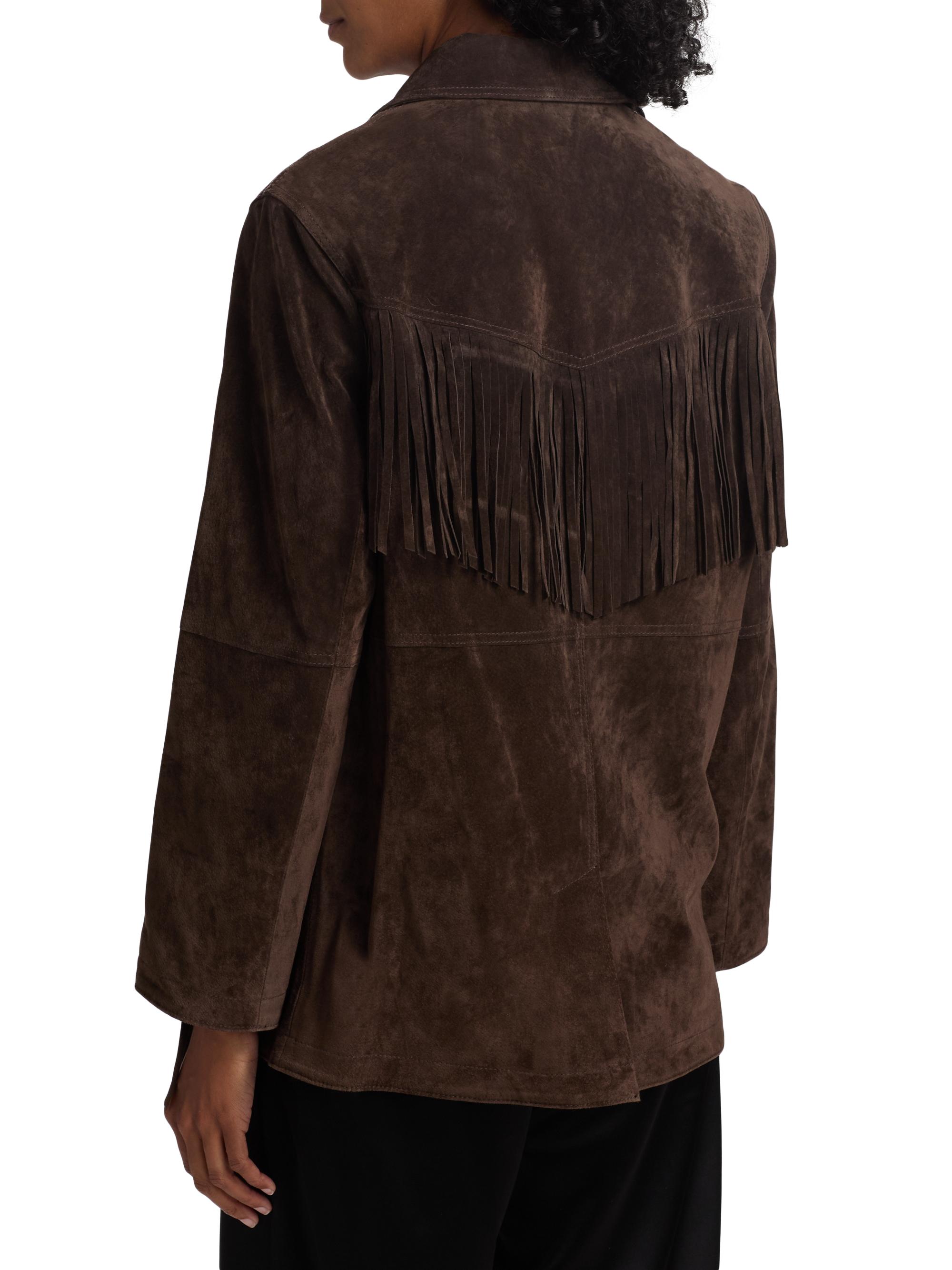 If Only Studio Fringe Suede Button-Front Jacket | Saks Fifth Avenue