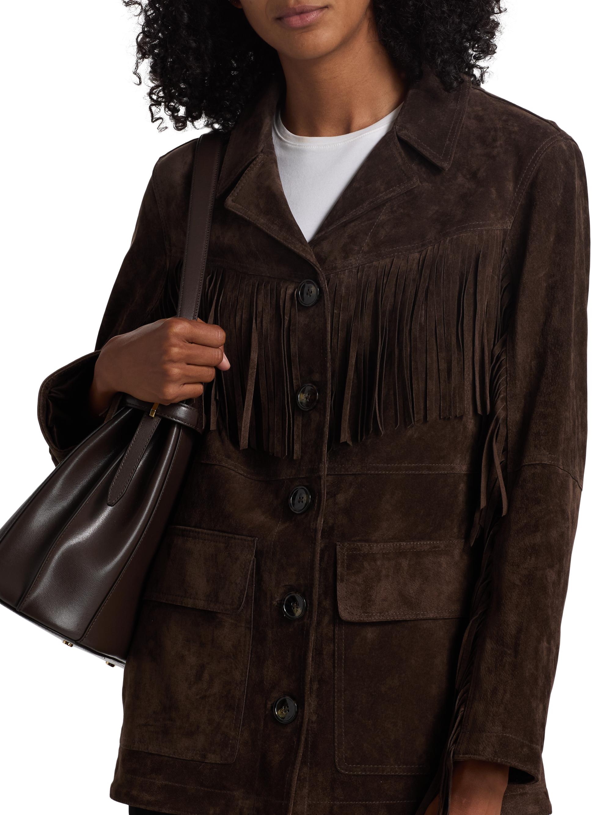 If Only Studio Fringe Suede Button-Front Jacket | Saks Fifth Avenue