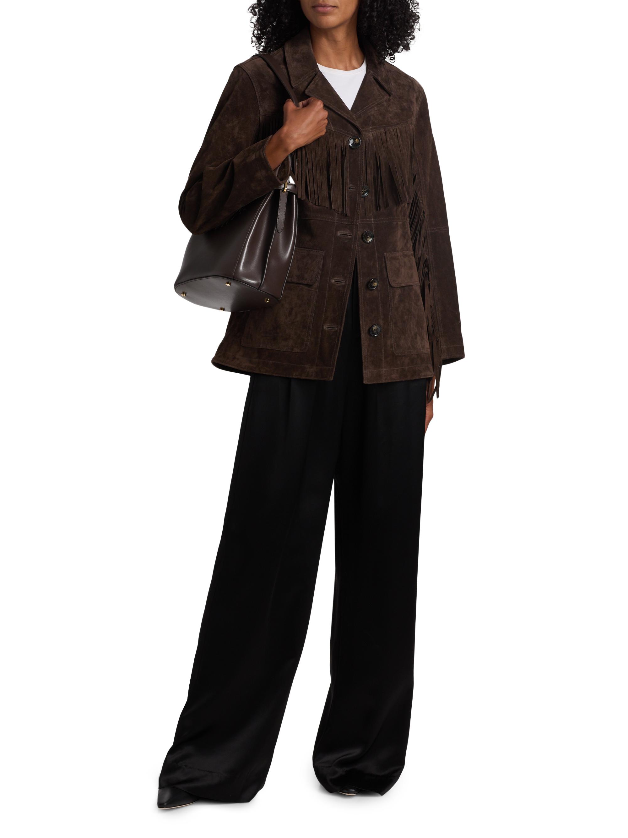 If Only Studio Fringe Suede Button-Front Jacket | Saks Fifth Avenue