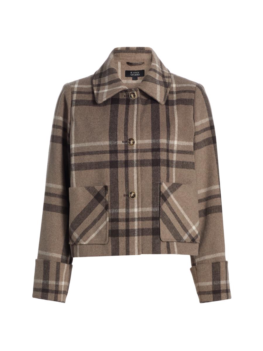 If Only Studio Women's Windowpane-plaid Shirt In Black