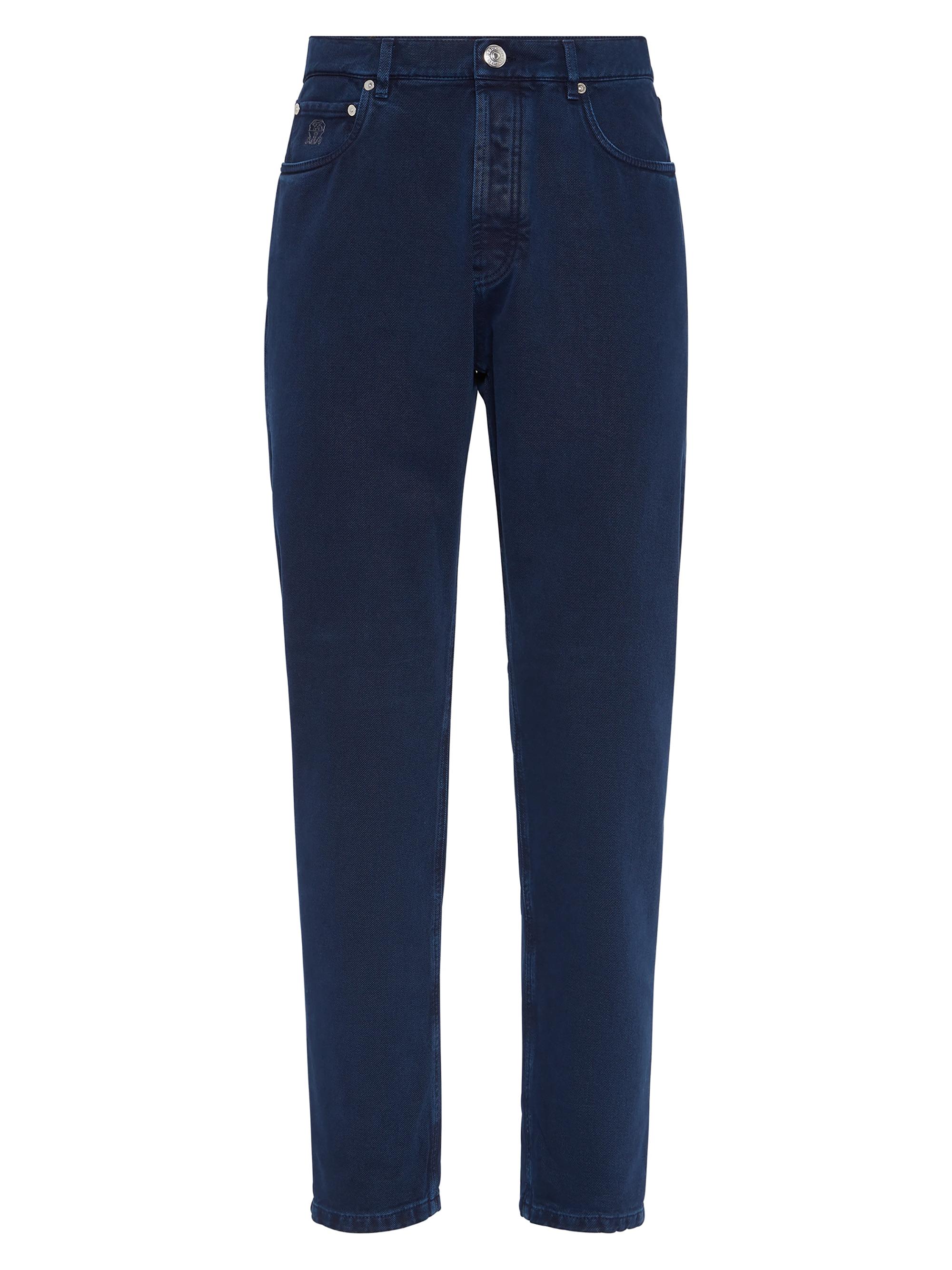 Brunello Cucinelli Men's Garment Dyed Iconic Fit Five Pocket Jeans in Denim - Blue