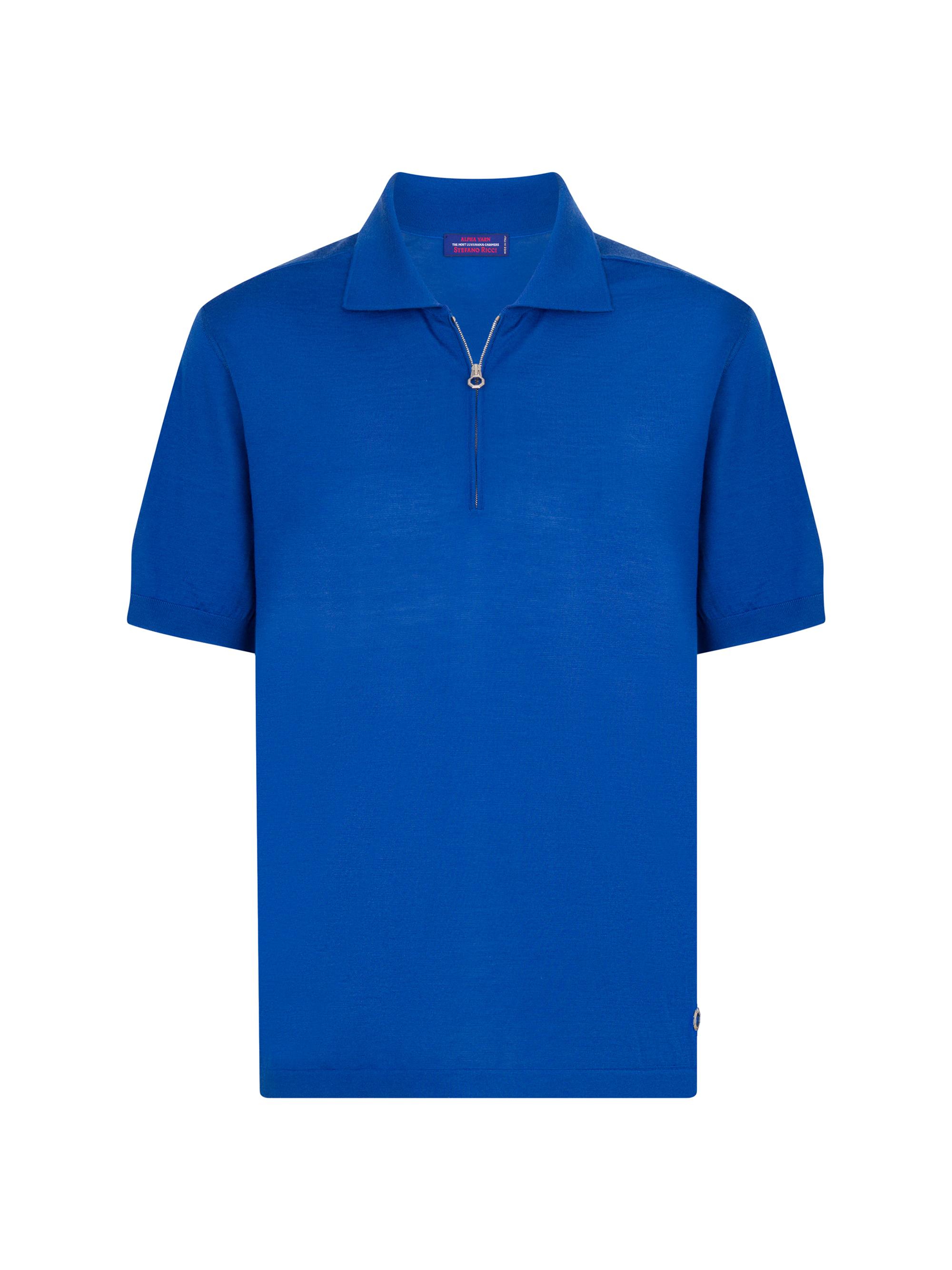 Stefano Ricci Men's Knit Zipper Polo - Blue