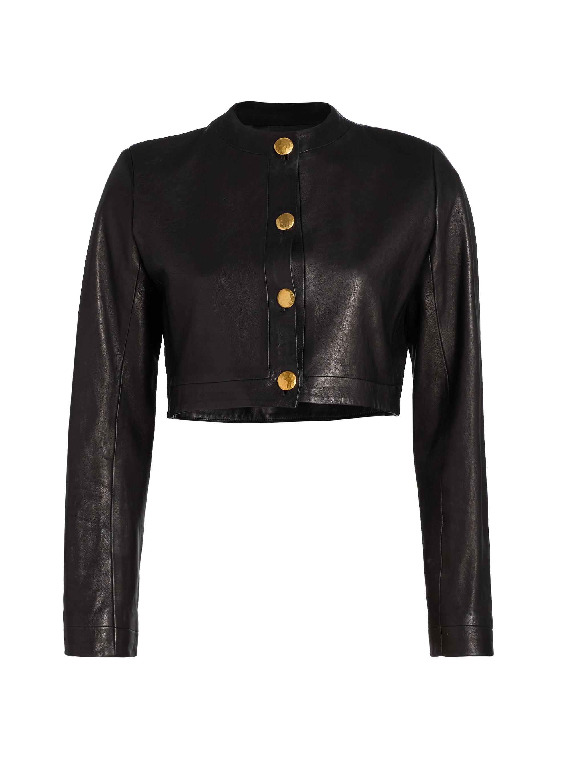 Sergio Hudson Women's Leather Crop Jacket - Black