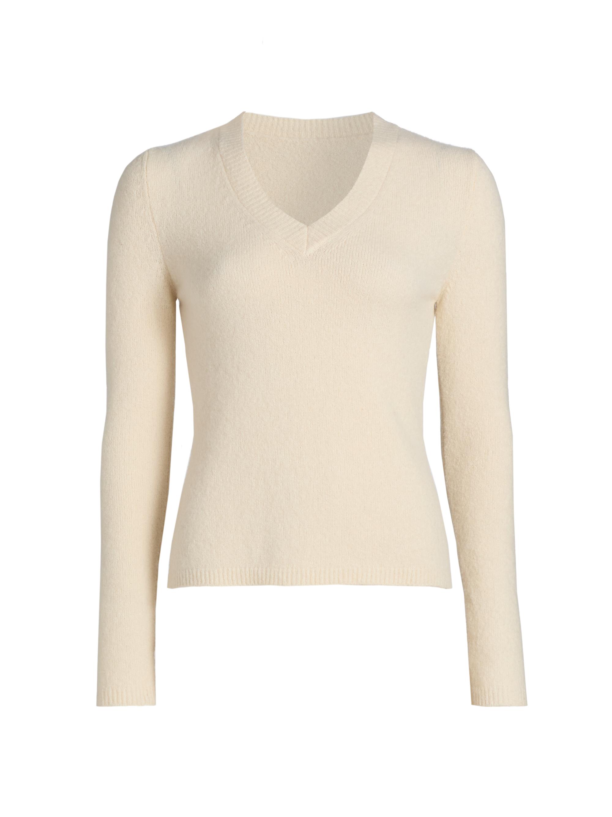 Sergio Hudson Women's Stretch-Cashmere V-Neck Sweater - Vanilla