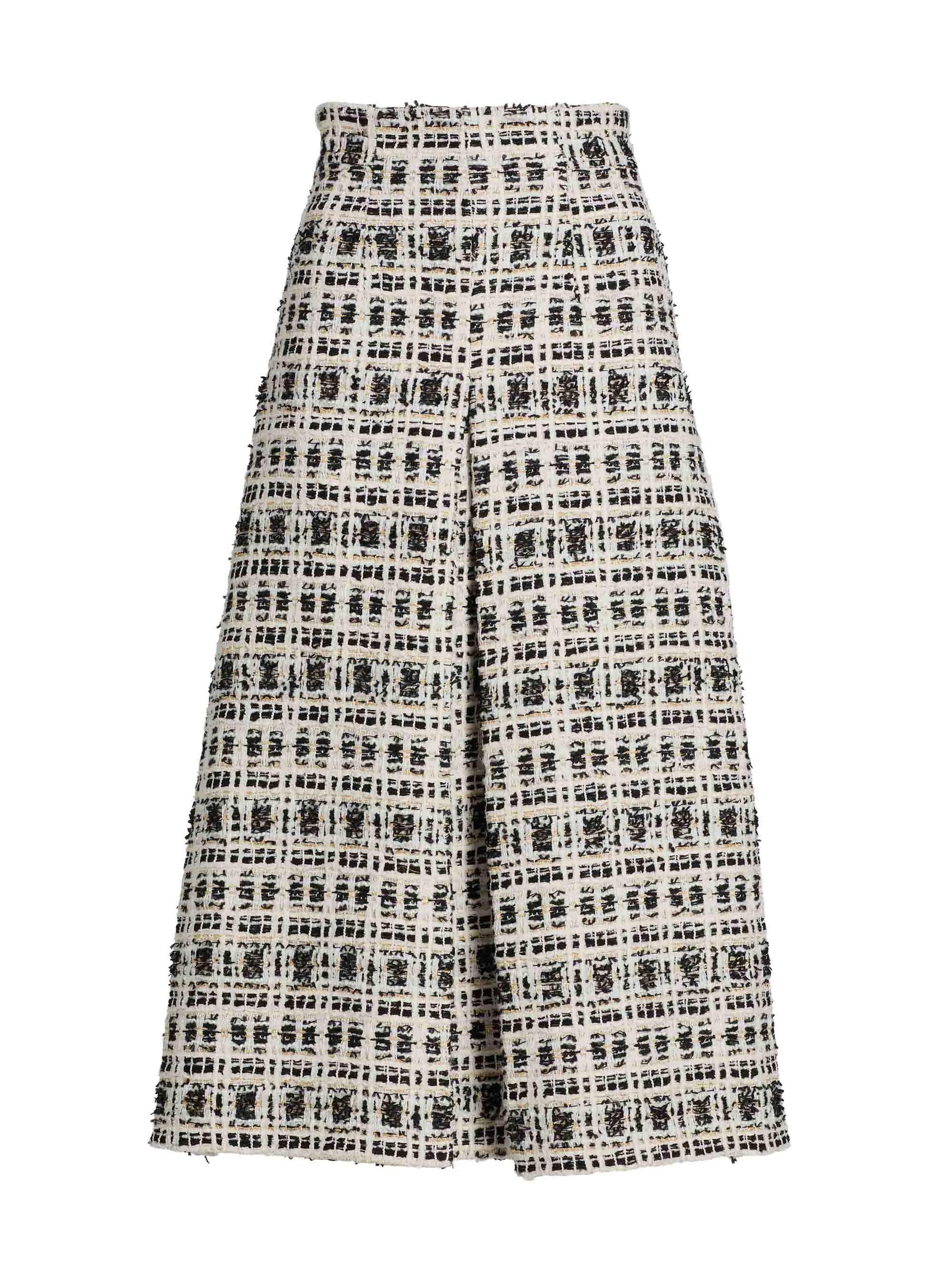 Sergio Hudson Women's Pleated Tweed Midi-Skirt - Vanilla Black