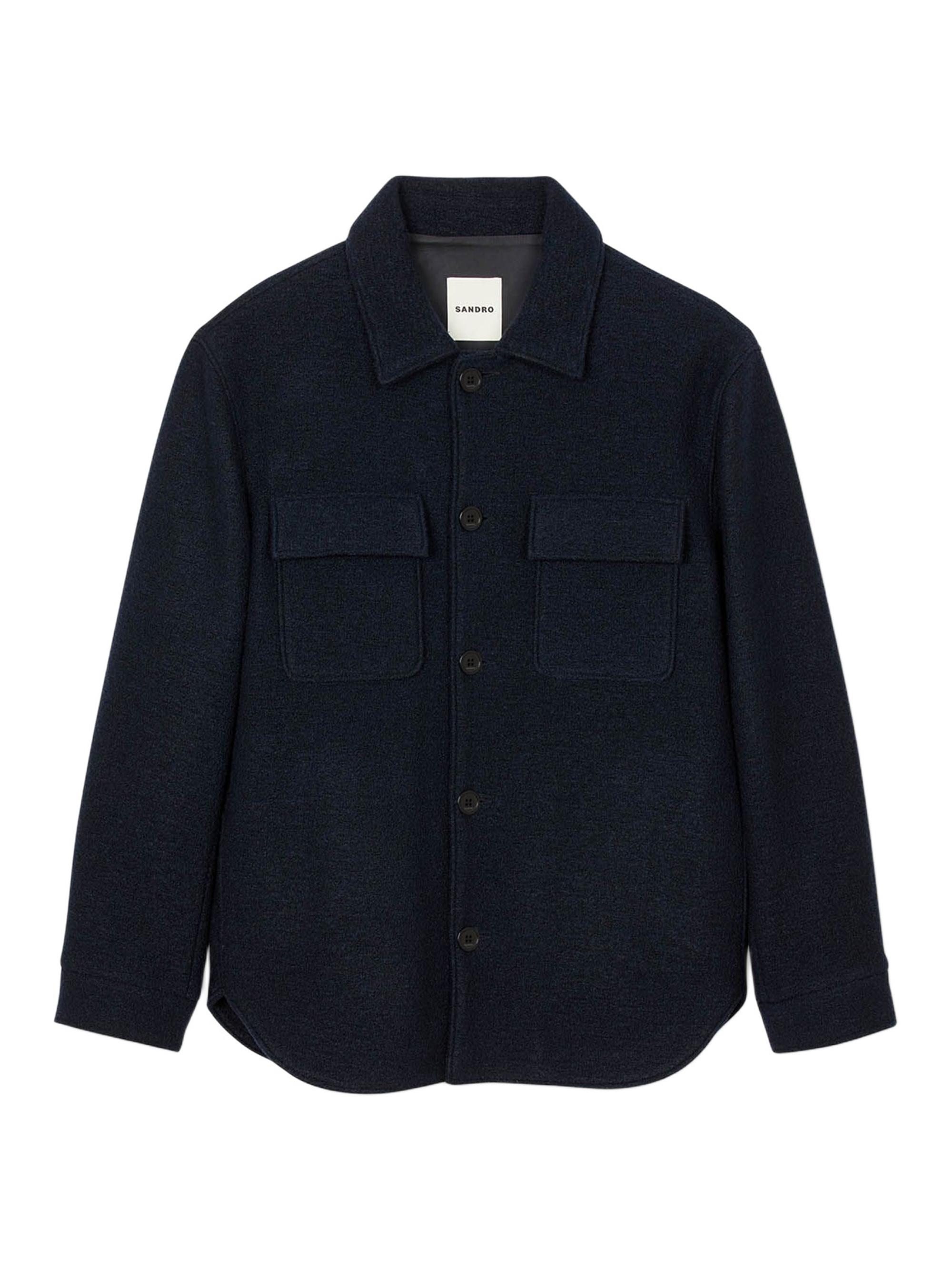 Sandro Men's Wool Overshirt - Midnight Blue