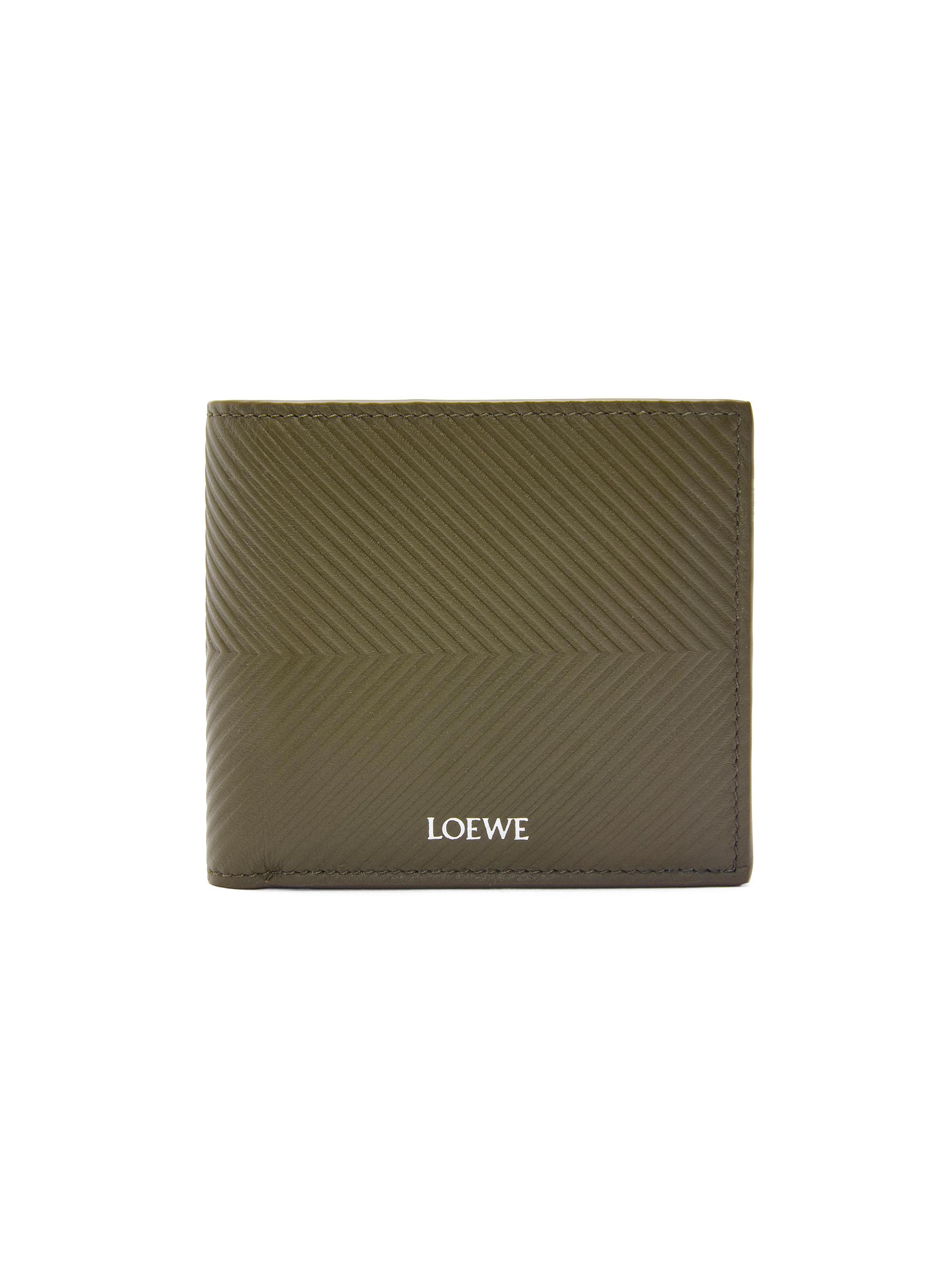 LOEWE Men's Chevron Leather Bifold Wallet - Dark Khaki