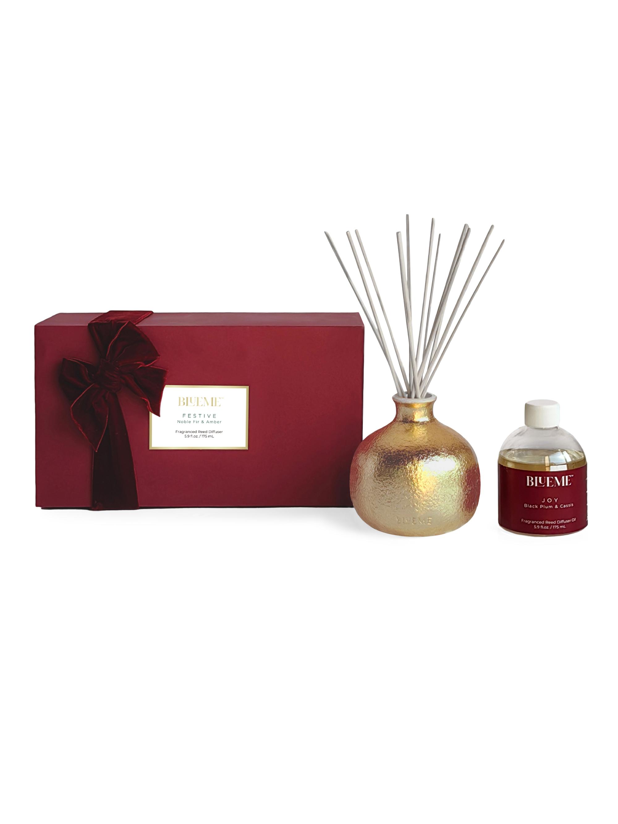 Blueme Festive Noble Fir & Amber Ceramic Reed Diffuser - Gold