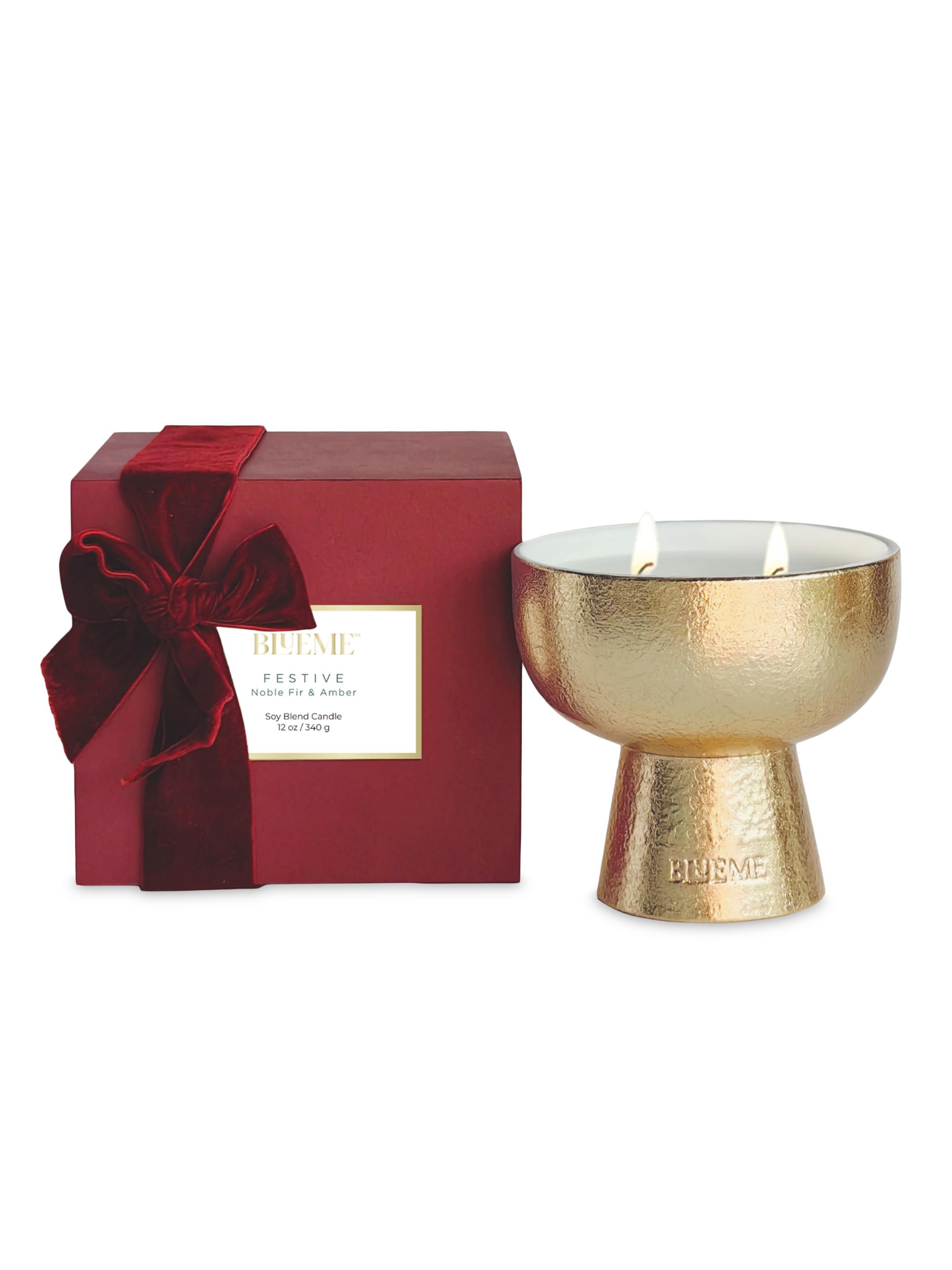 Blueme Festive Noble Fir & Amber Ceramic Candle - Gold Giant