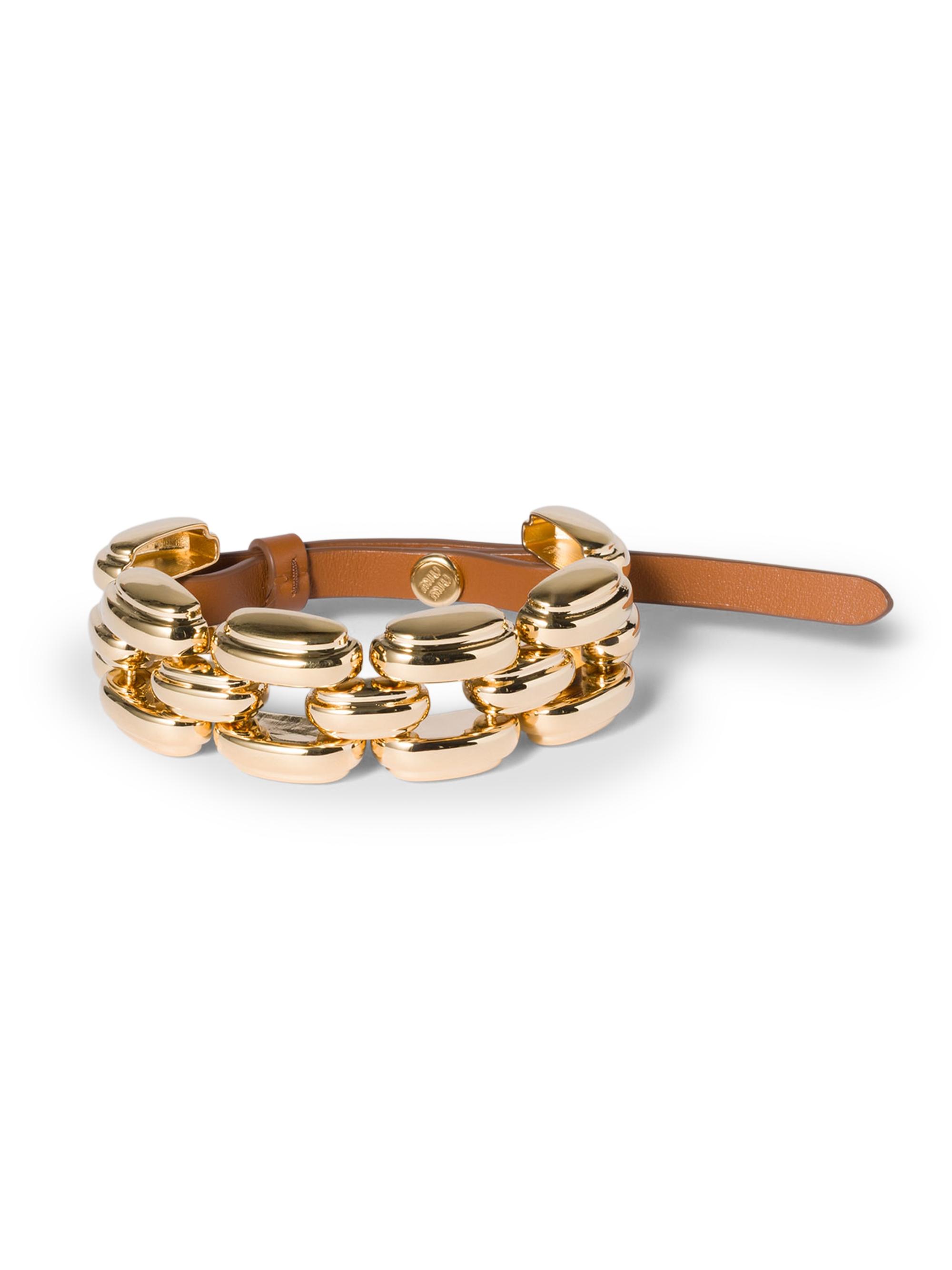 Miu Miu Women's Metal and Leather Bracelet - Gold