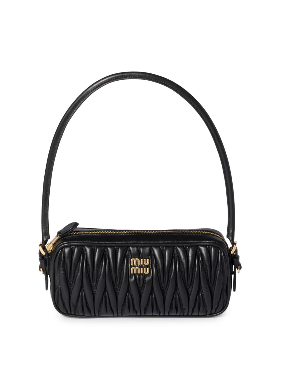 ミュウミュウ　Nappa leather pouch ブラック Miu Miu Matelassé Nappa Leather Pouch | Saks Fifth Avenue
