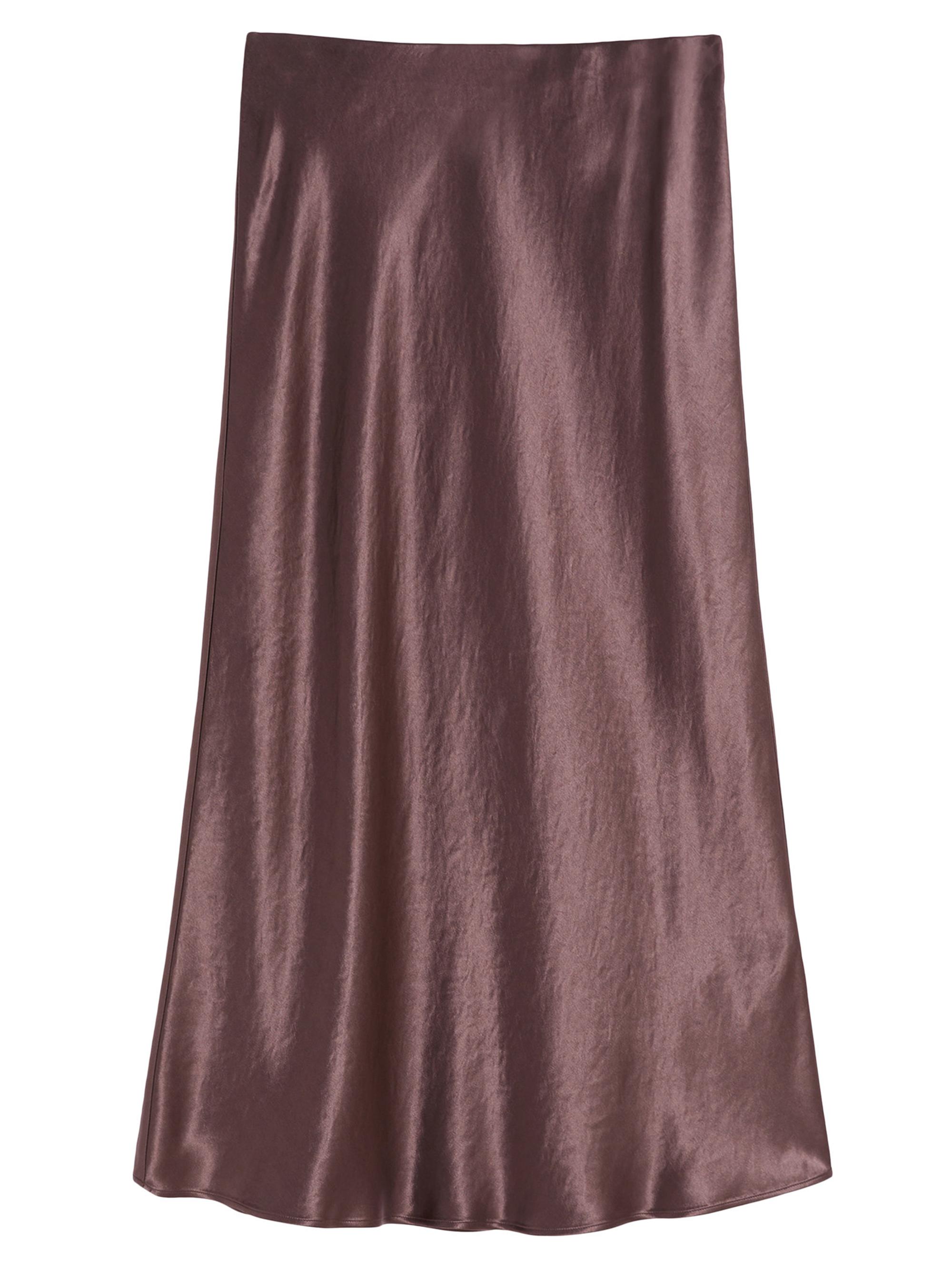 MM Max Mara Women's Satin Calf Length Skirt - Bordeaux